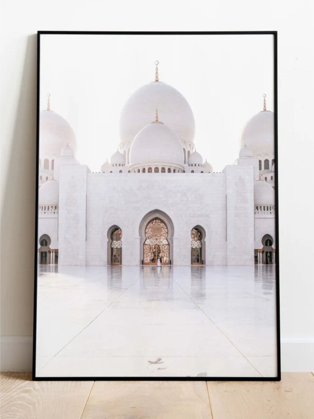 INDIAN CLASSIC ART White Middle Eastern Mosque Painting Framed Wall Art