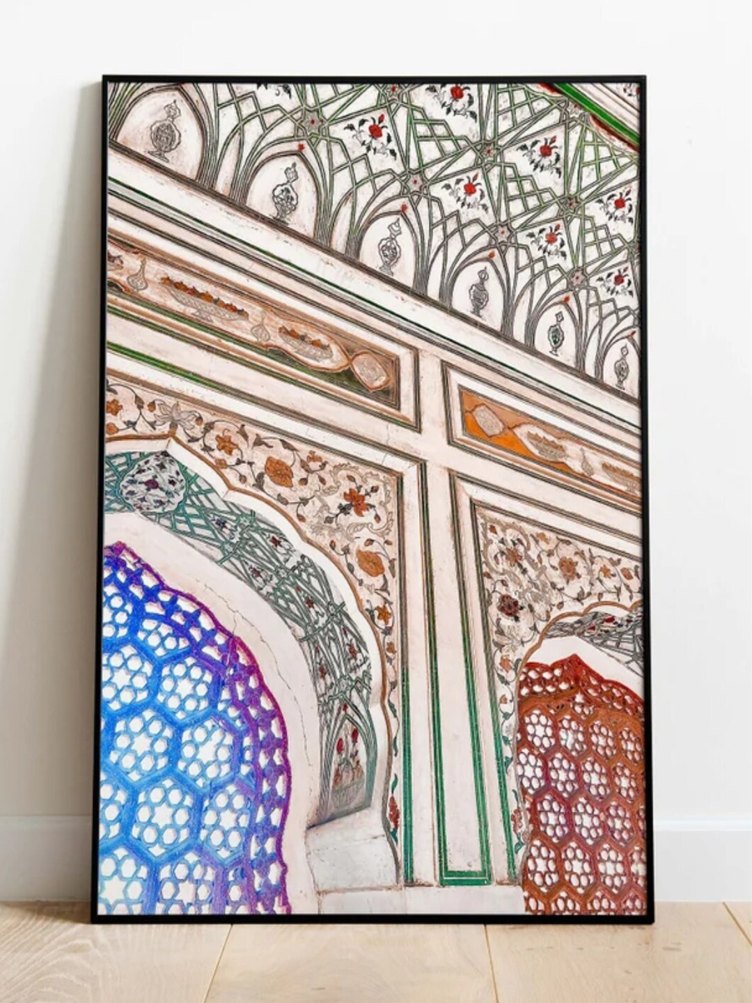 INDIAN CLASSIC ART Brown & Blue Indian Palace  Painting Framed Wall Art