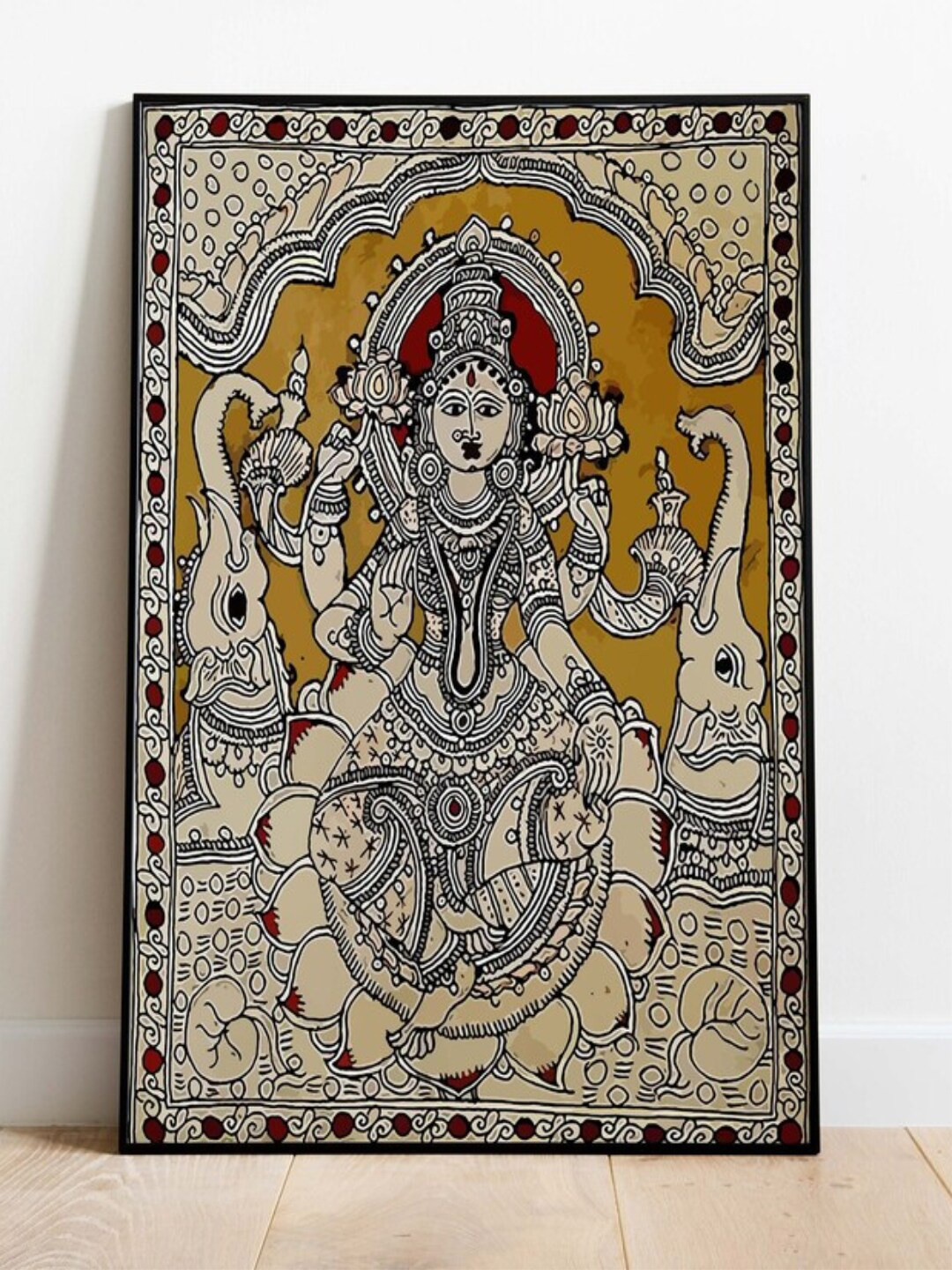 INDIAN CLASSIC ART Kalamkari Canvas Wall Rectangle Paintings Wall Art - 30 x 20 In
