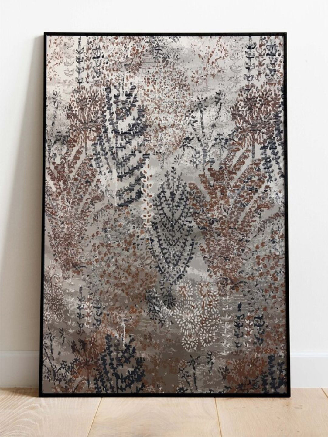 INDIAN CLASSIC ART Brown & Grey ART Forest Suede Effect Painting Framed Wall Art