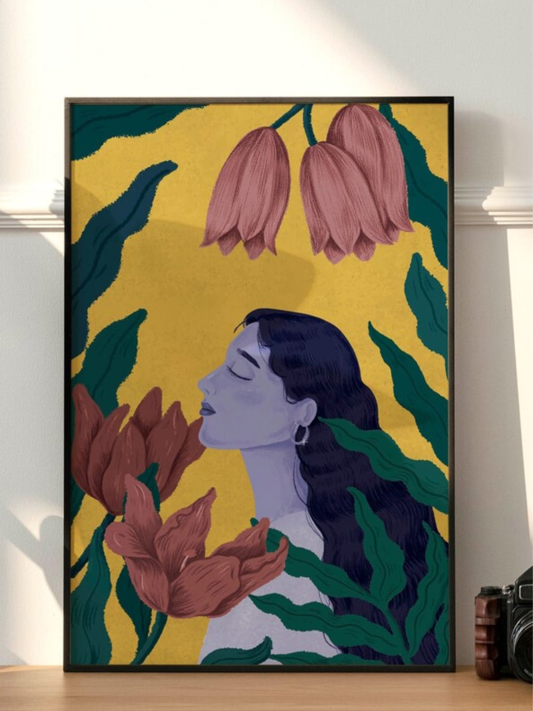 INDIAN CLASSIC ART Yellow Canvas Wall Living Room Rectangle Paintings Wall Art -30 x 20In