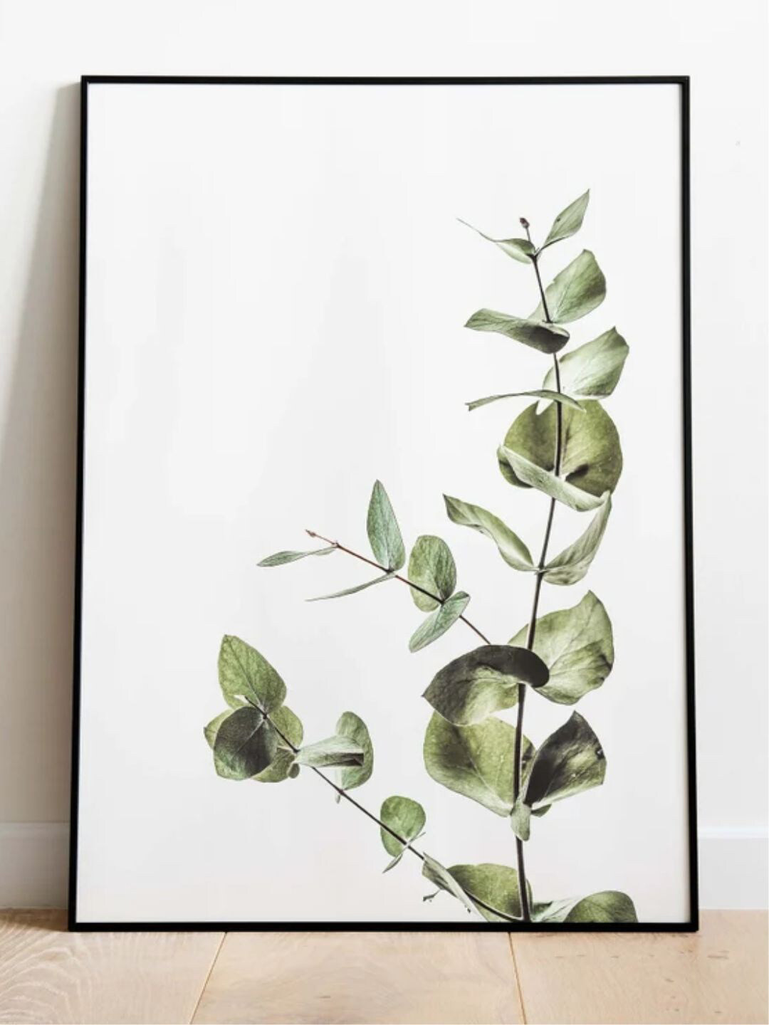 INDIAN CLASSIC ART White & Green Leaf Botanical Painting Wall Art