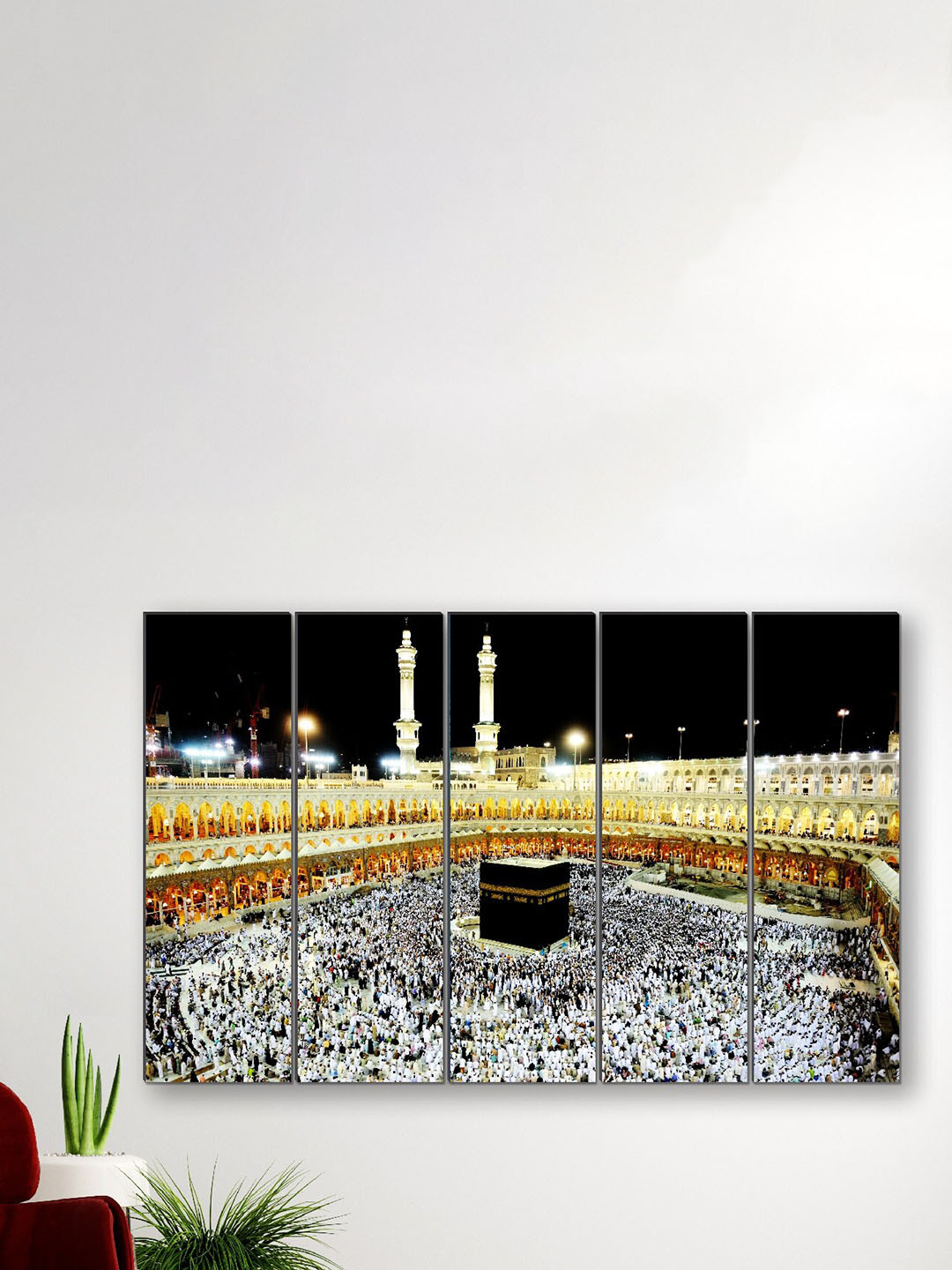 SAF Black 5 Pieces Makka Madina Islamic Wall Art