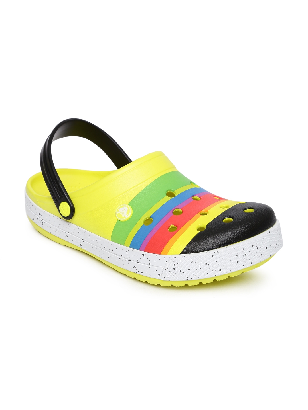 multi coloured crocs