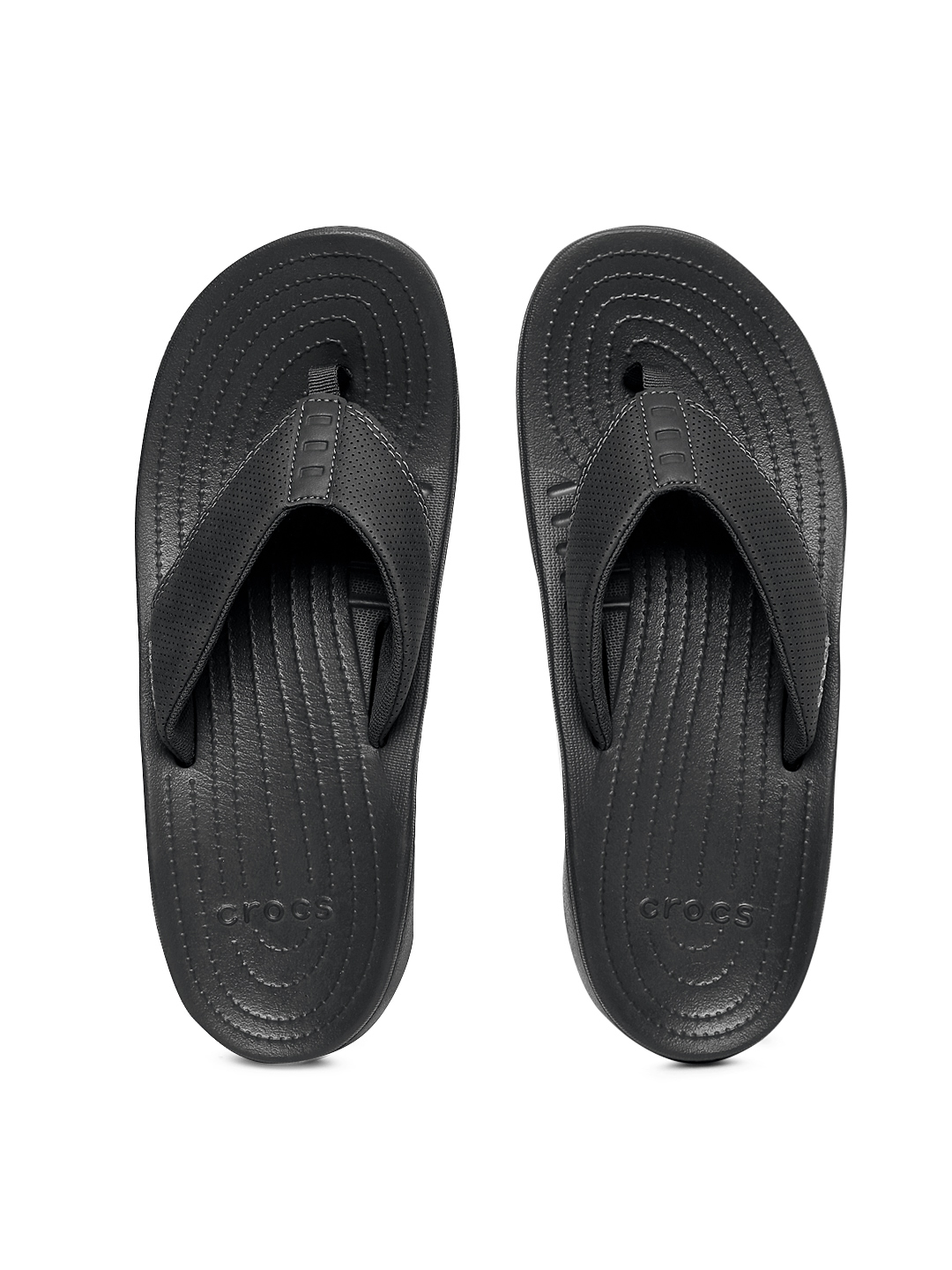 crocs black flip flops