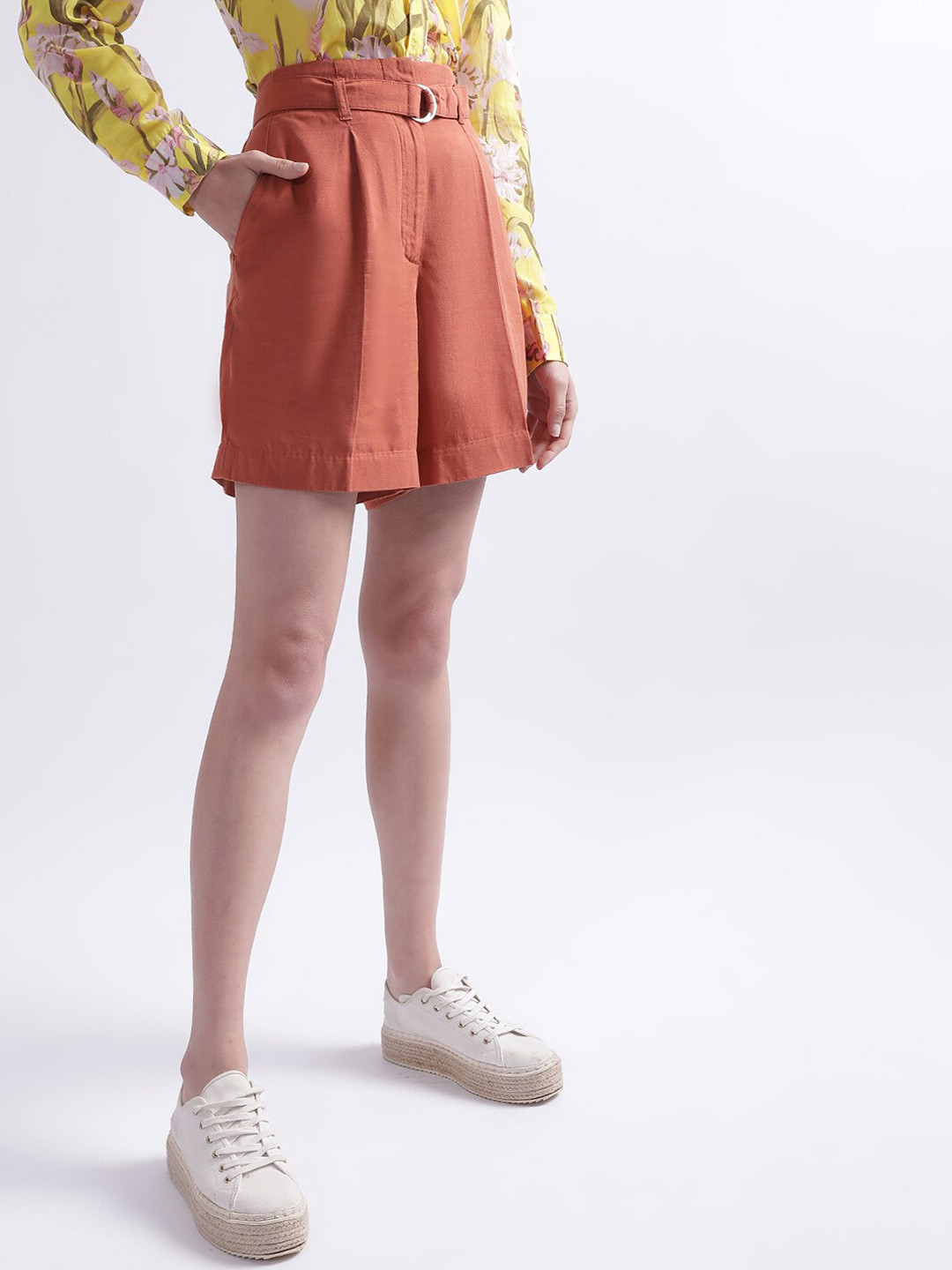 GANT Women High-Rise Loose Fit Cotton Shorts