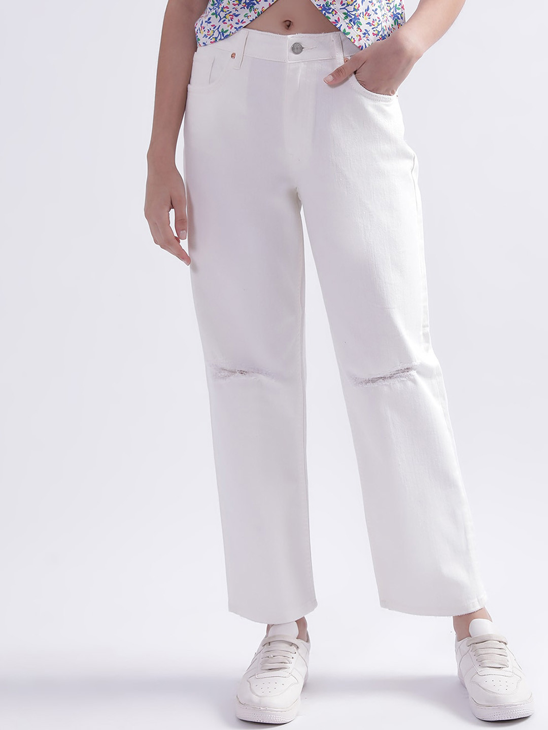GANT Women Mid-Rise Slash Knee Cotton Jeans