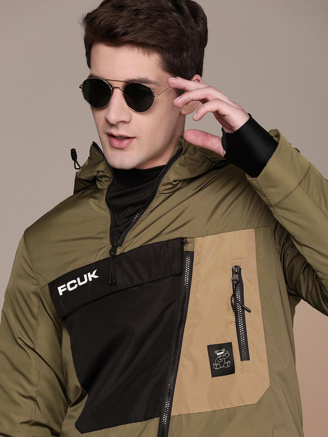 FCUK Solid Hooded Tailored Jacket