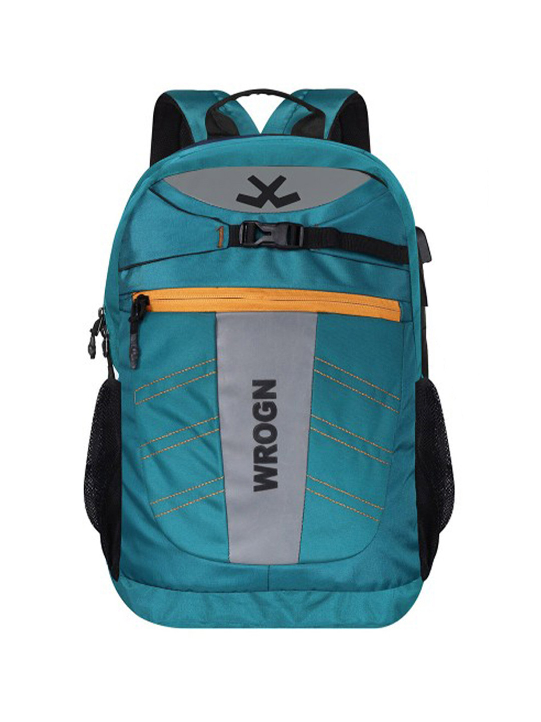 WROGN Unisex Teal Embellished Backpack with Reflective Strip 42 L