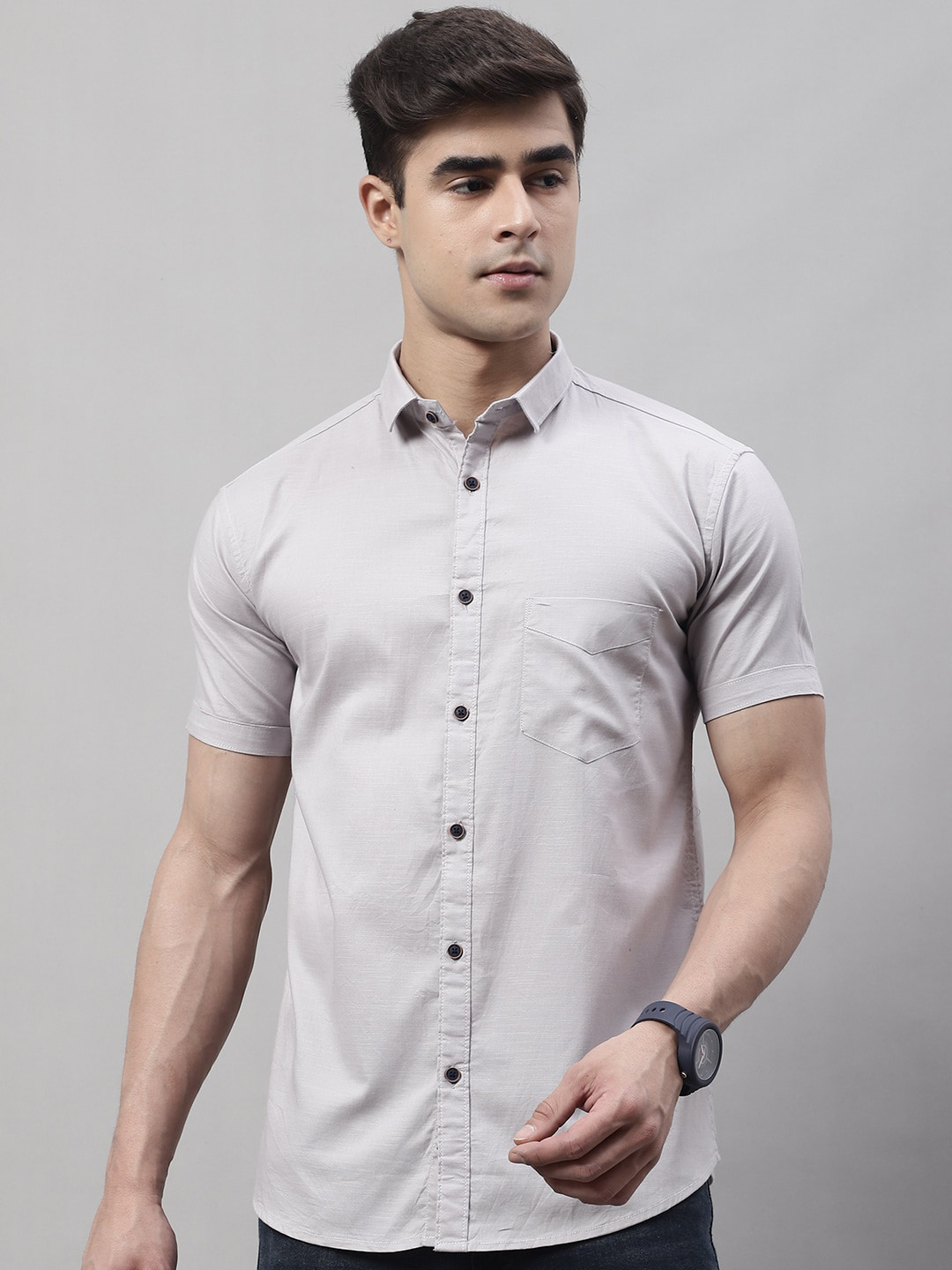 Majestic Man Classic Spread Collar Pure Cotton Slim Fit Casual Shirt