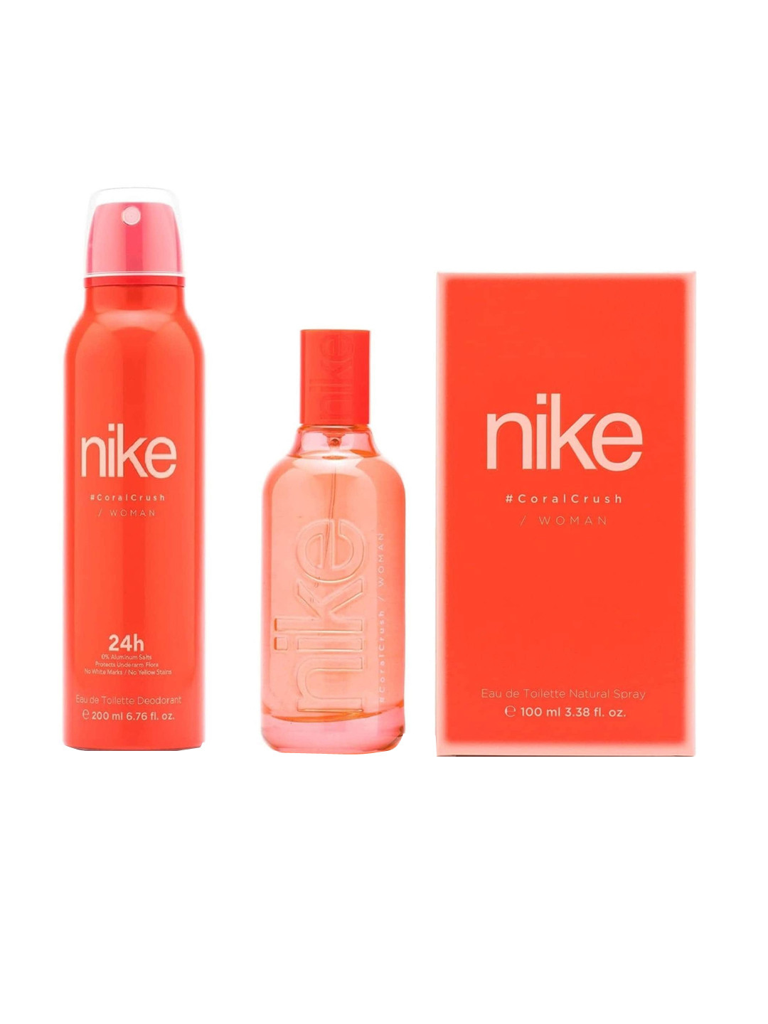 Nike Fragrances Women Set of Coral Crush Deodorant 200ml & Eau de Toilette 100ml