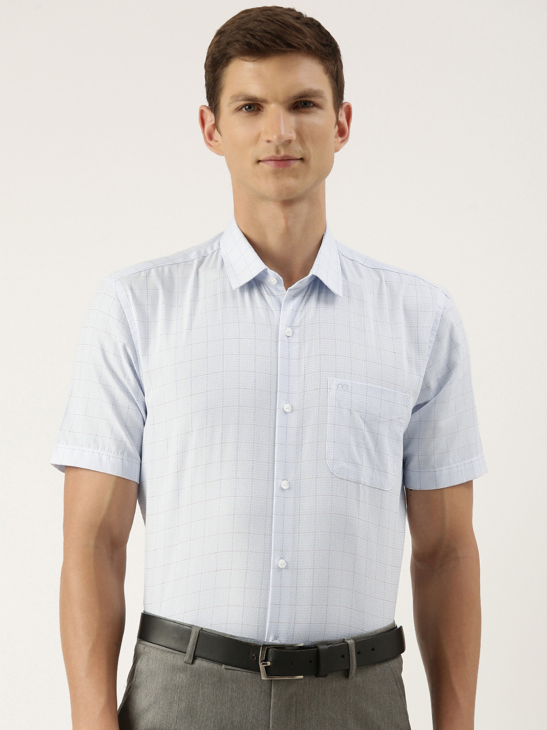 Peter England Slim Fit Windowpane Checks Formal Shirt