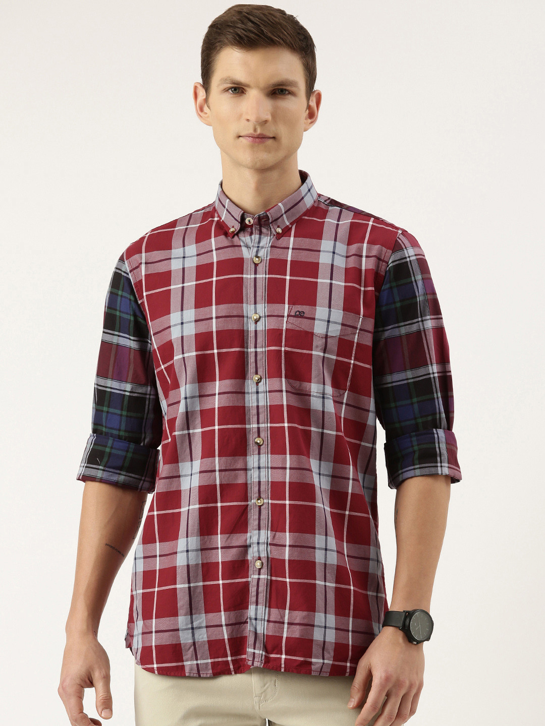 Peter England Sport Slim Fit Checked Cotton Shirt