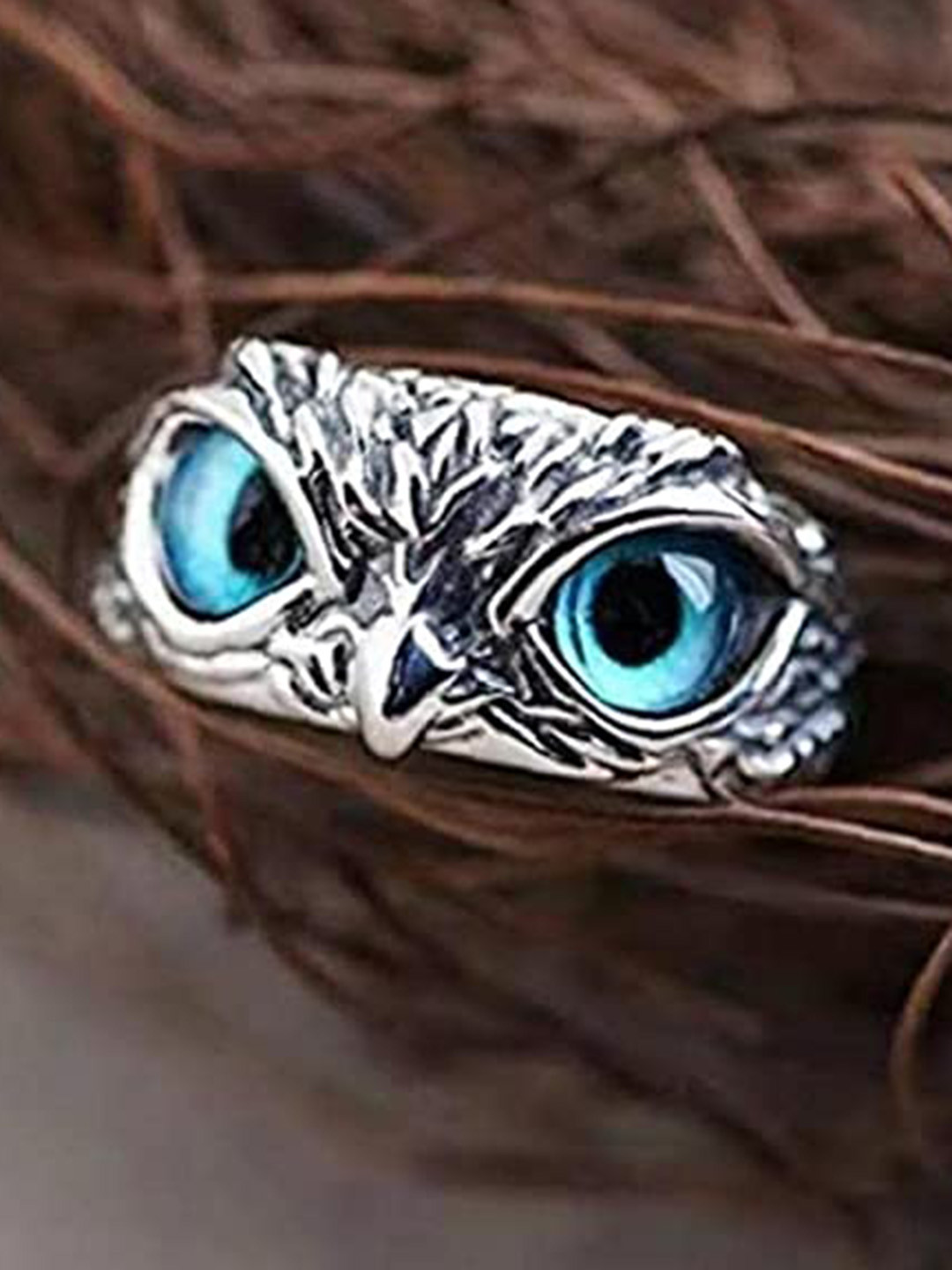 VIEN Silver-Plated Adjustable Owl Ring
