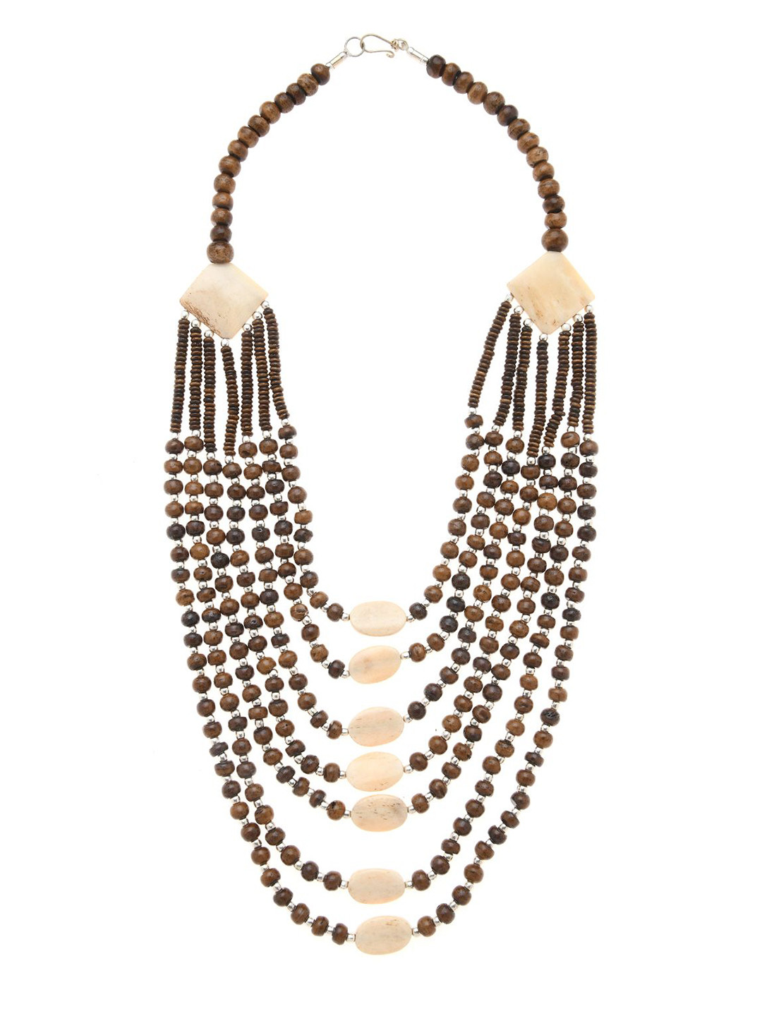 Bamboo Tree Jewels Brown & Cream-Coloured Tribal Necklace
