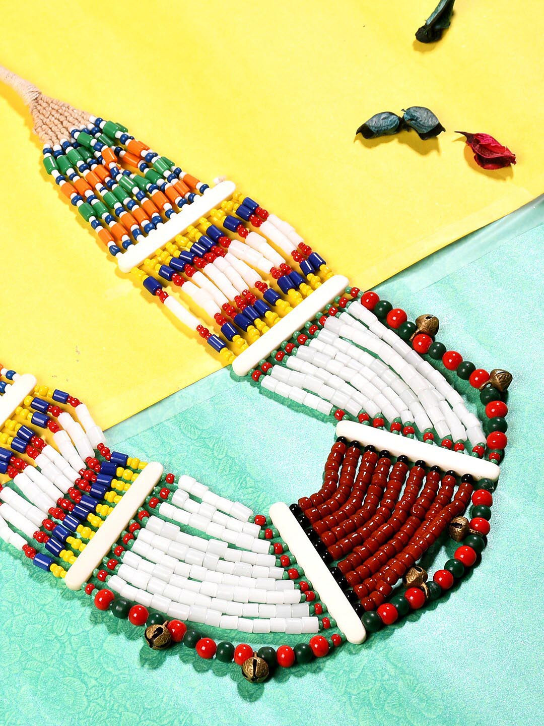 Bamboo Tree Jewels White & Green Tribal Necklace