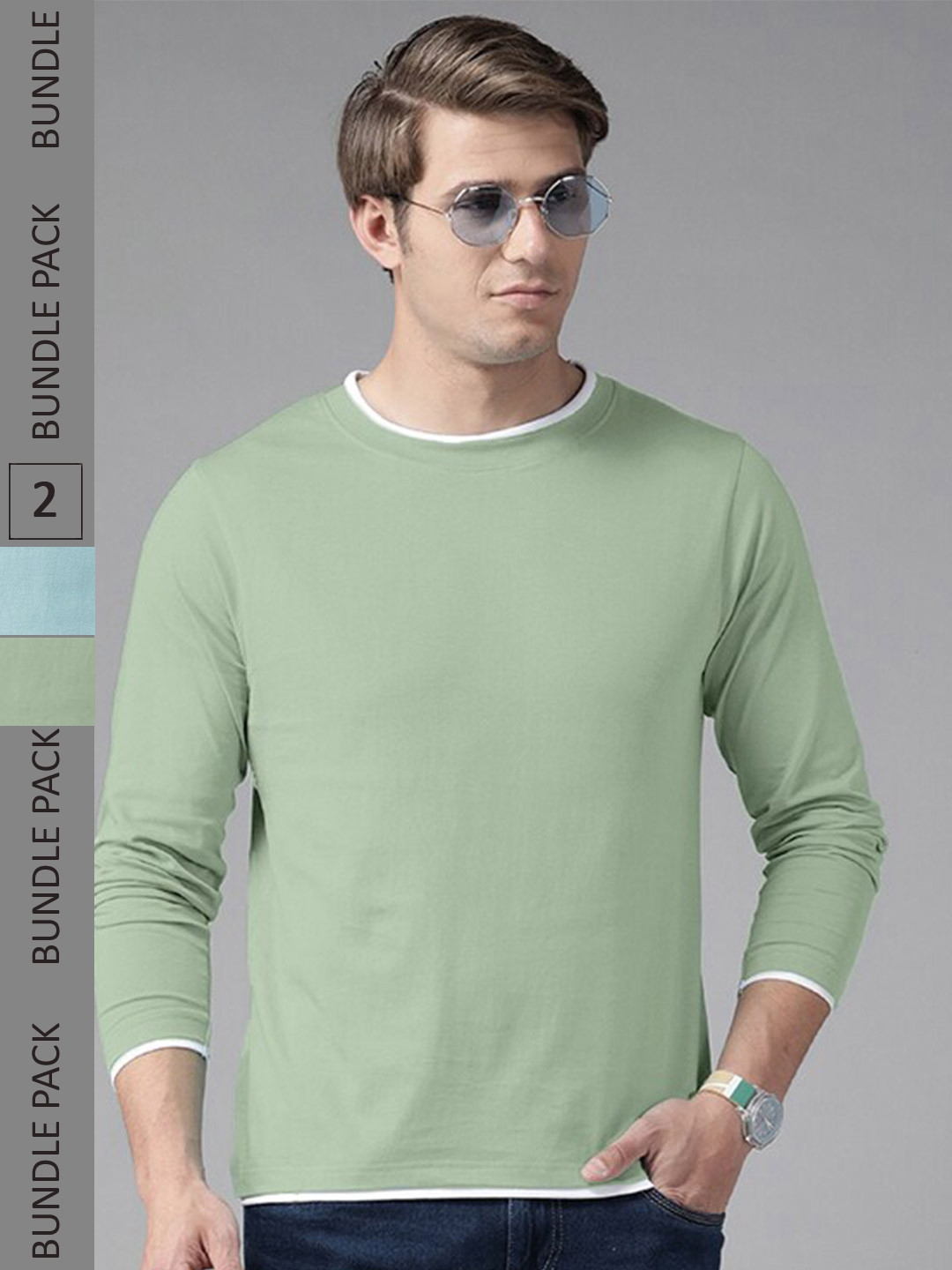 The Dry State Green & Blue Pack Of 2 Cotton T-shirt