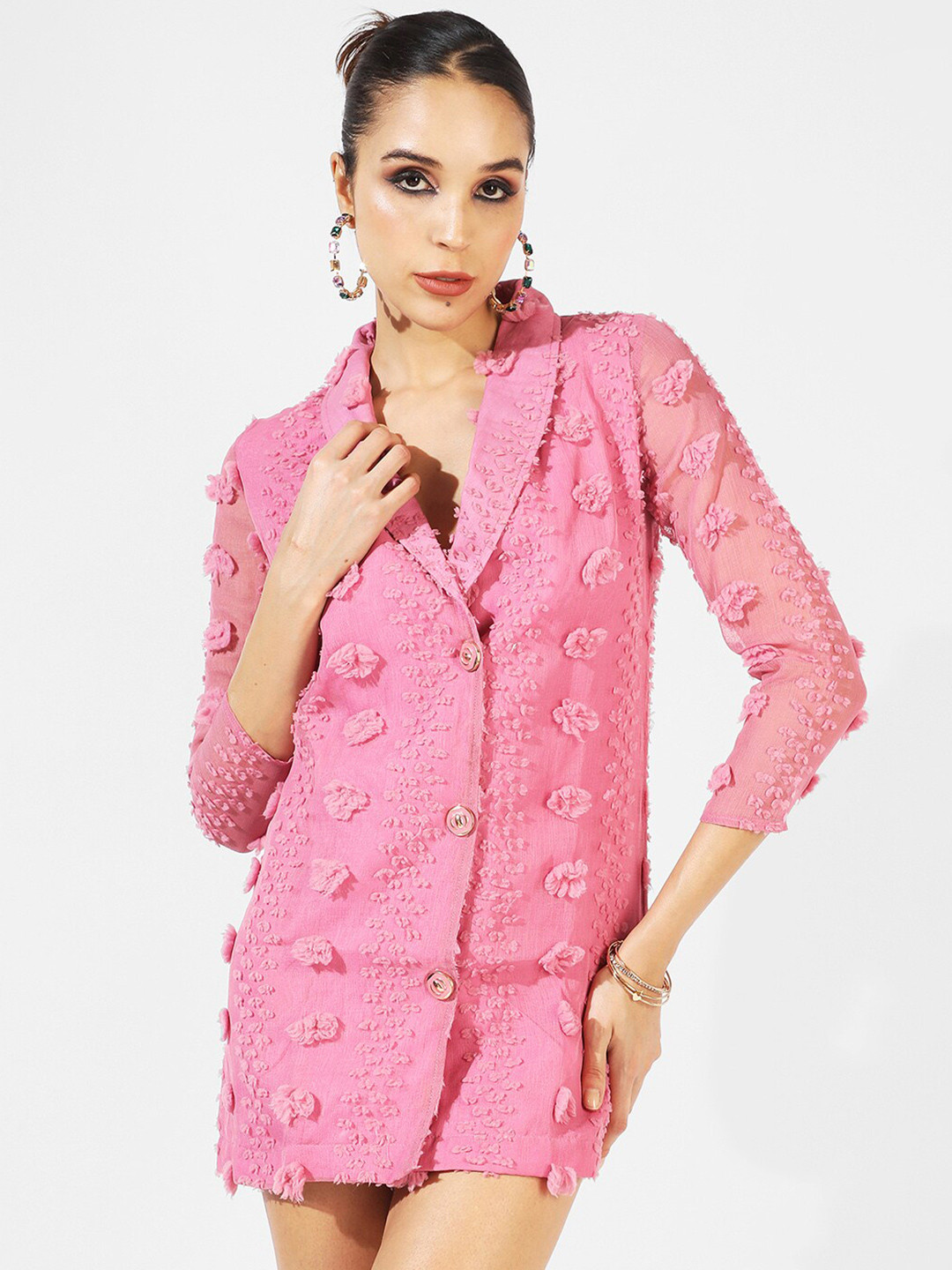 Campus Sutra Pink Shirt Mini Dress