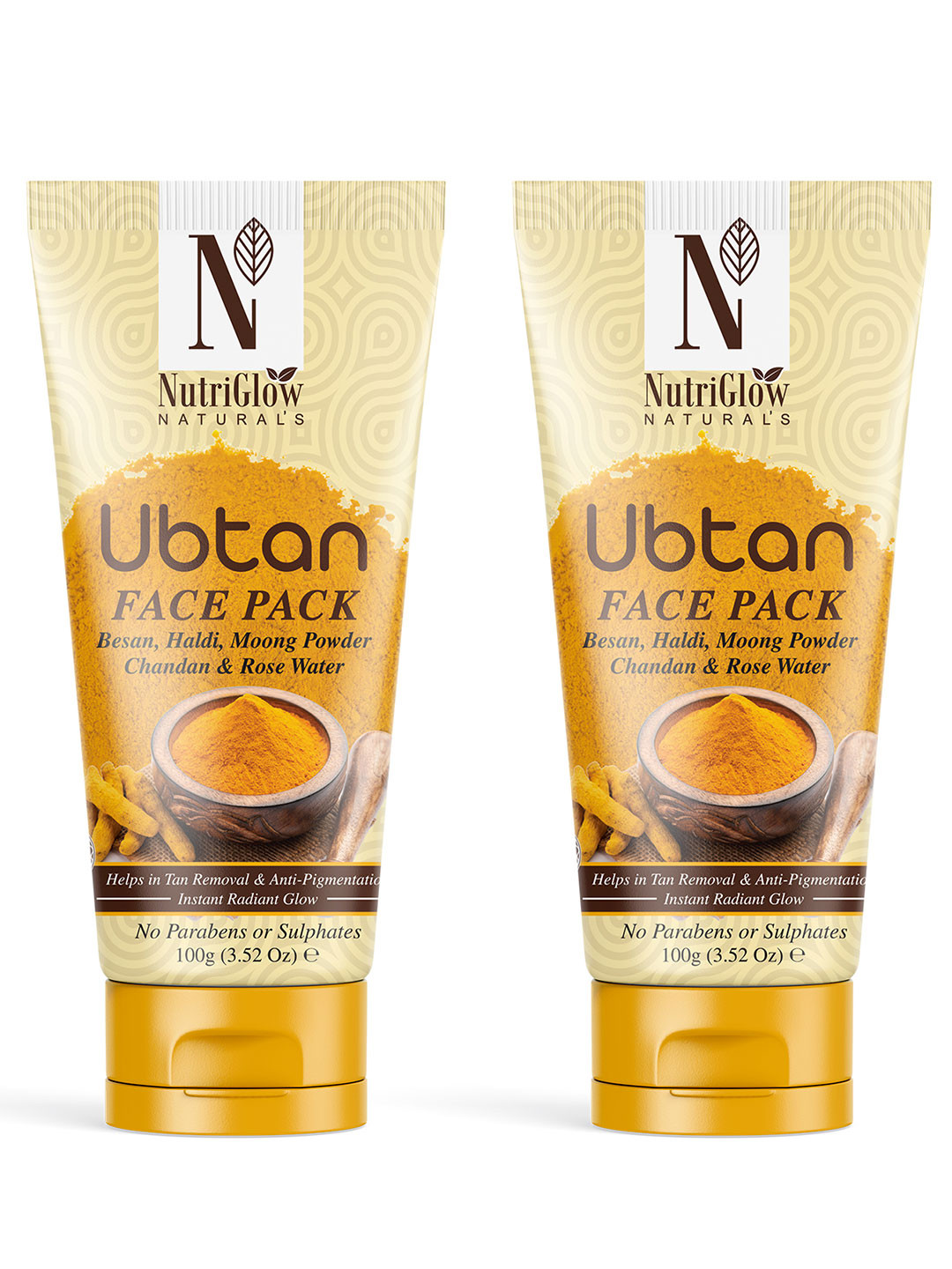 NutriGlow Naturals Set Of 2 Glowing Skin Ubtan Face Packs-100gm Each