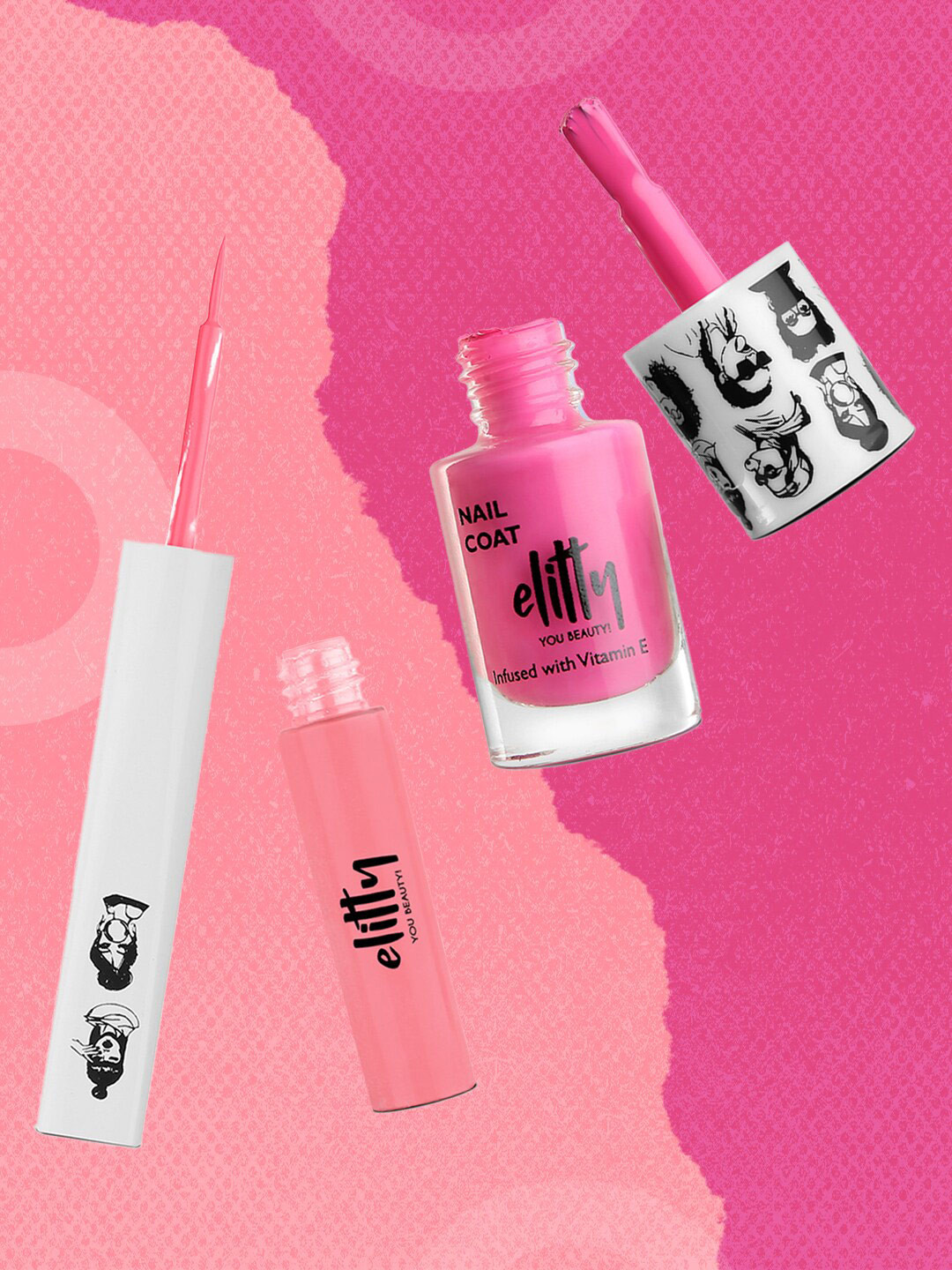 Elitty Pack of 2 Crossbow Eyeliner & Secret Crush Nail Paint- Angel Energy combo