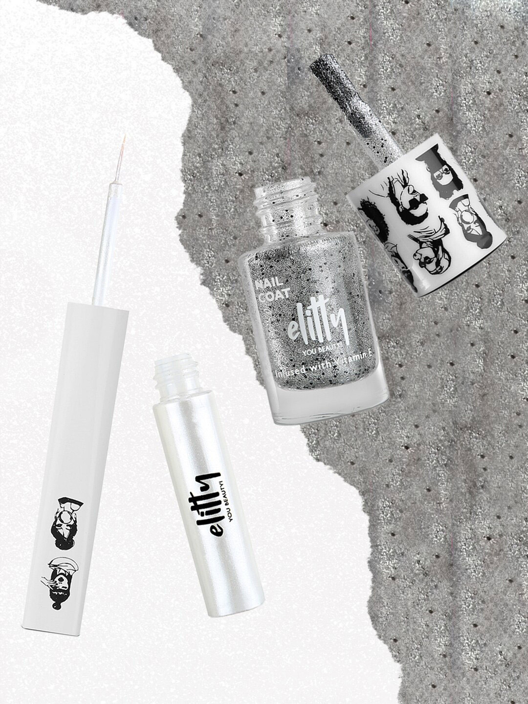 Elitty Pack of 2  - Cloud Nine Eyeliner & Ice Breaker Nail Paint - Blue my Mind combo