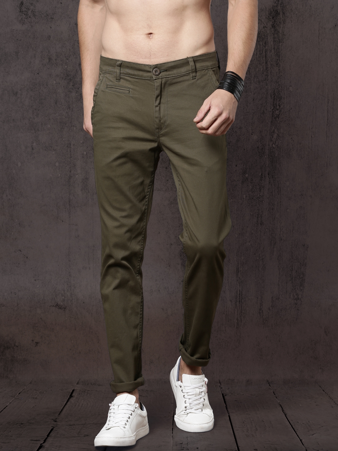 Buy Roadster Men Green Pure Cotton Joggers  Trousers for Men 1923646   Myntra