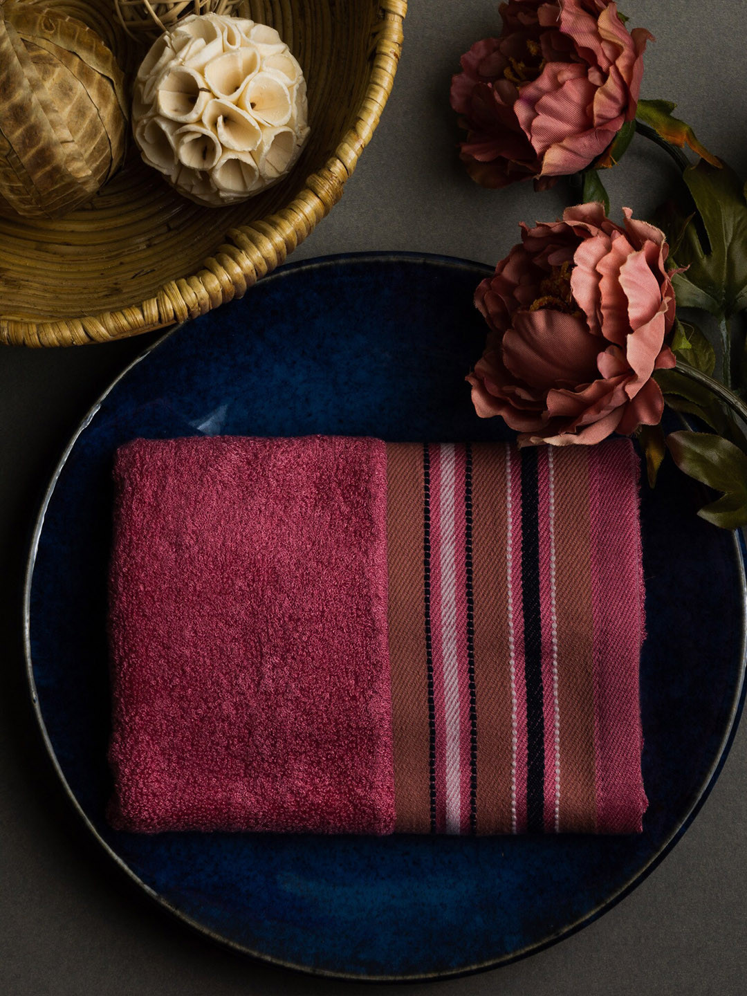 MUSH 2-Pcs Red Self-Design 450 GSM Hand Towels