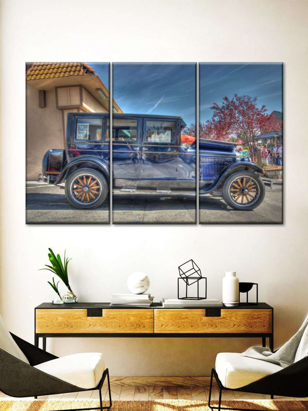 POSTERS AND TRUSS Jeep Canvas 3 Piece Wall Rectangle Paintings Wall Art - 60 x 30 In