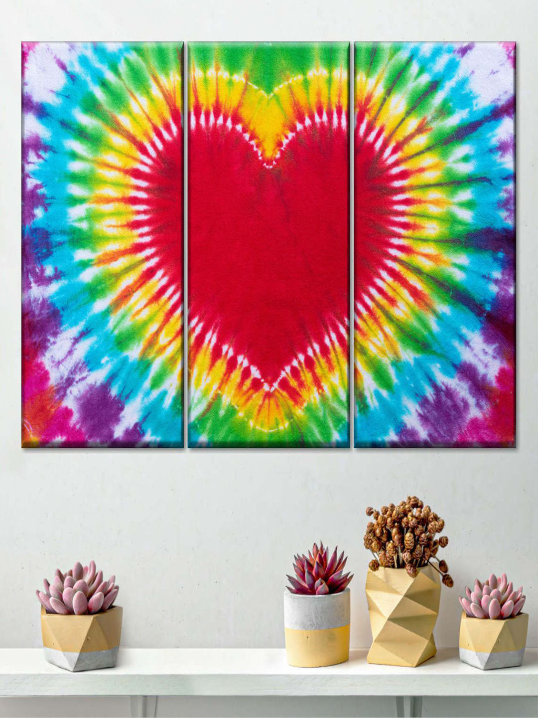 POSTERS AND TRUSS Red & Blue 3 Pieces Painting Wall Art