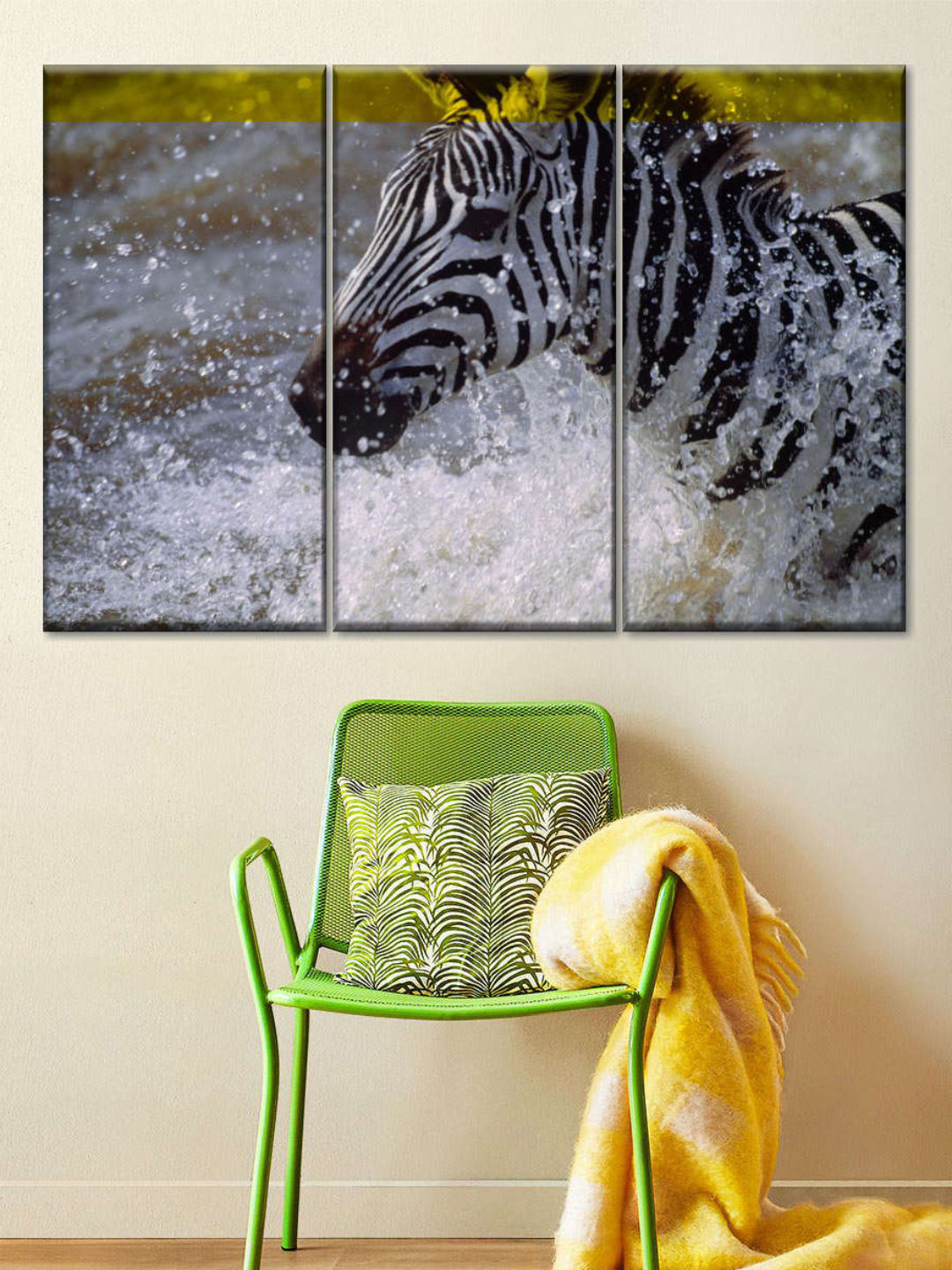 POSTERS AND TRUSS Black & White 3 Pieces Zebra Wall Painting