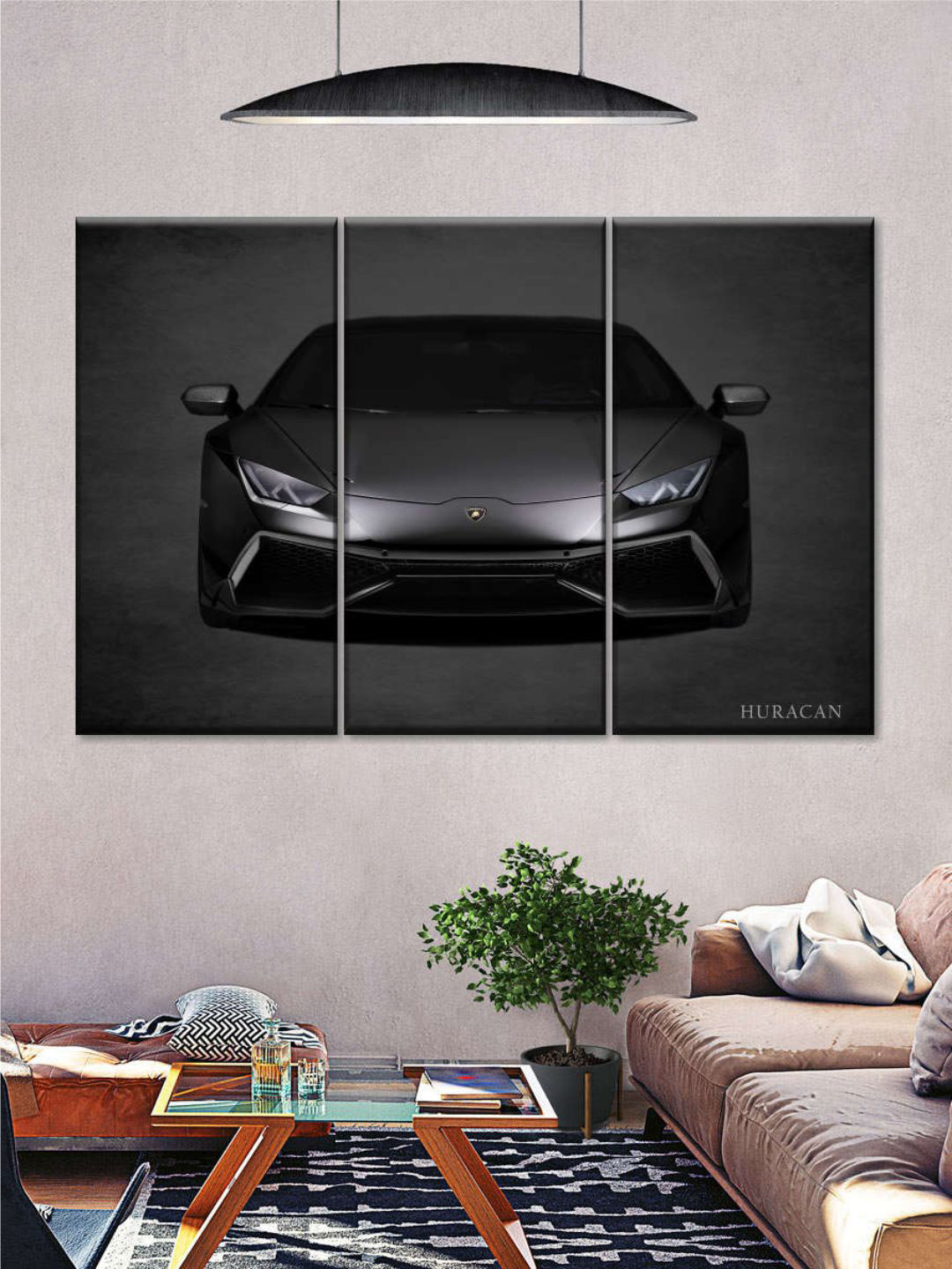 POSTERS AND TRUSS Black 3 Pieces Lamborghini Huracan Wall Art