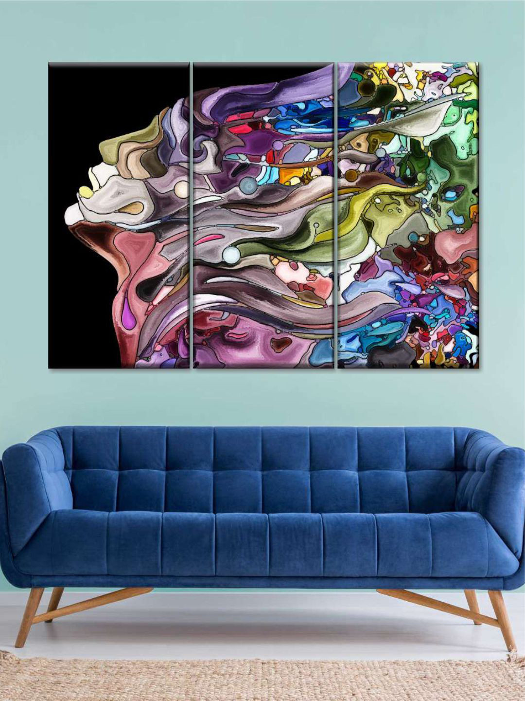 POSTERS AND TRUSS Black & Pink 3 Pieces Fragmented Profile Abstract Printed Wall Paintings