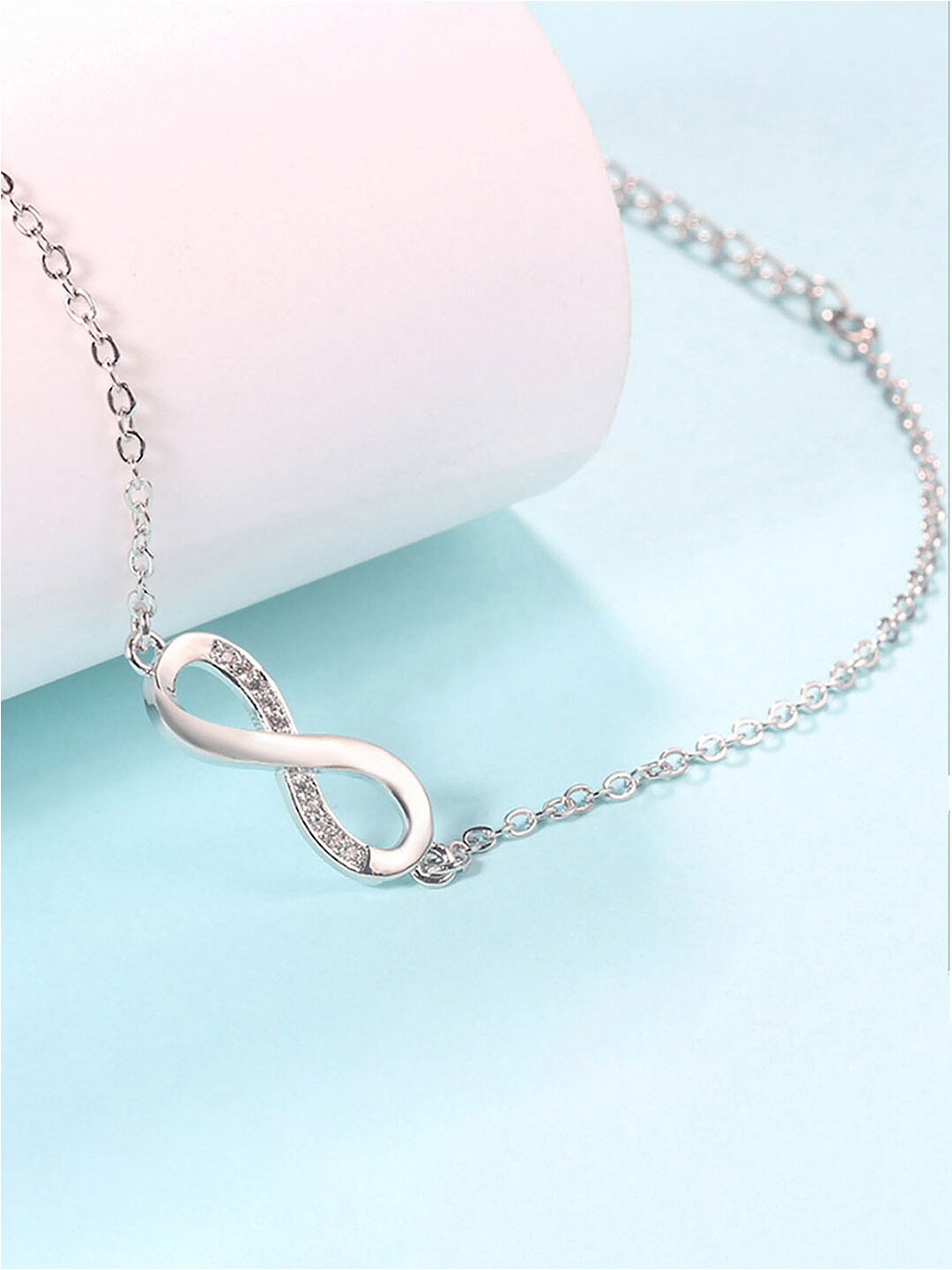 Peora Silver-Plated Cubic Zirconia Charm Bracelet