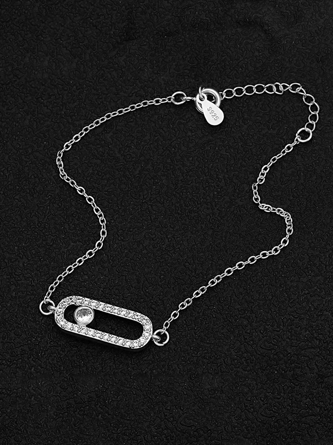 Peora Silver-Plated American Diamond Charm Bracelet