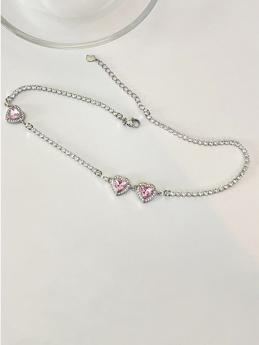 Peora Silver Plated Cubic Zirconia Studded Necklace