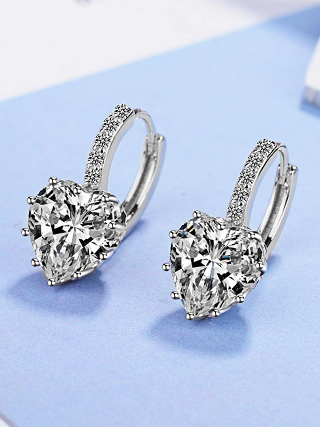Peora Silver-Plated Heart Shaped Hoop Earrings