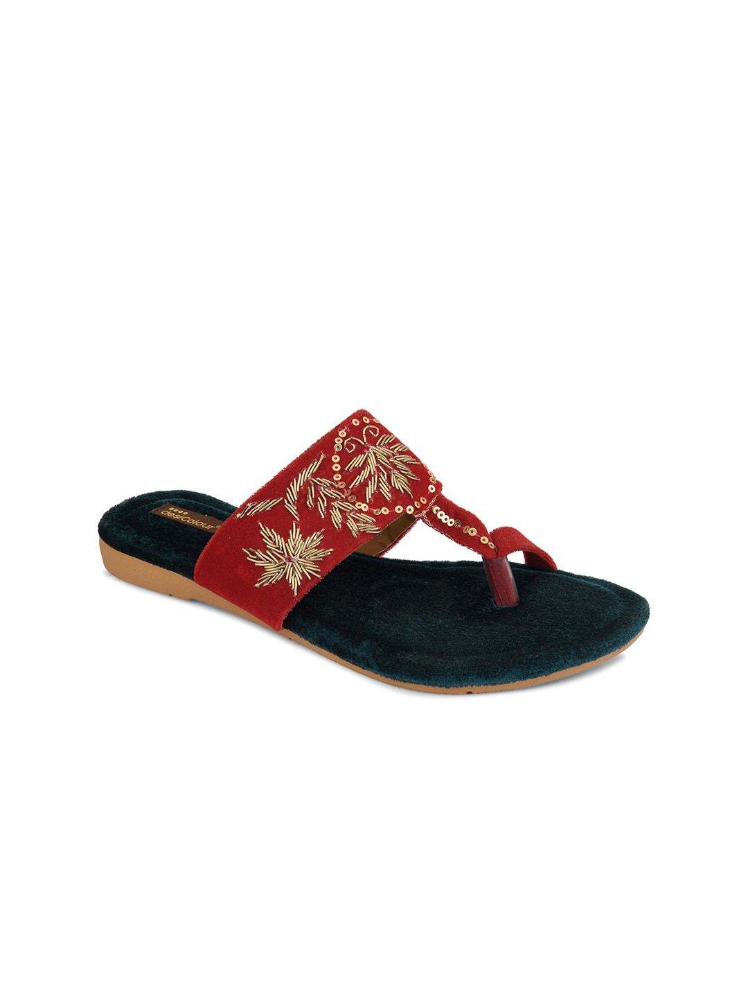 DESI COLOUR Embellished Ethnic One Toe Flats