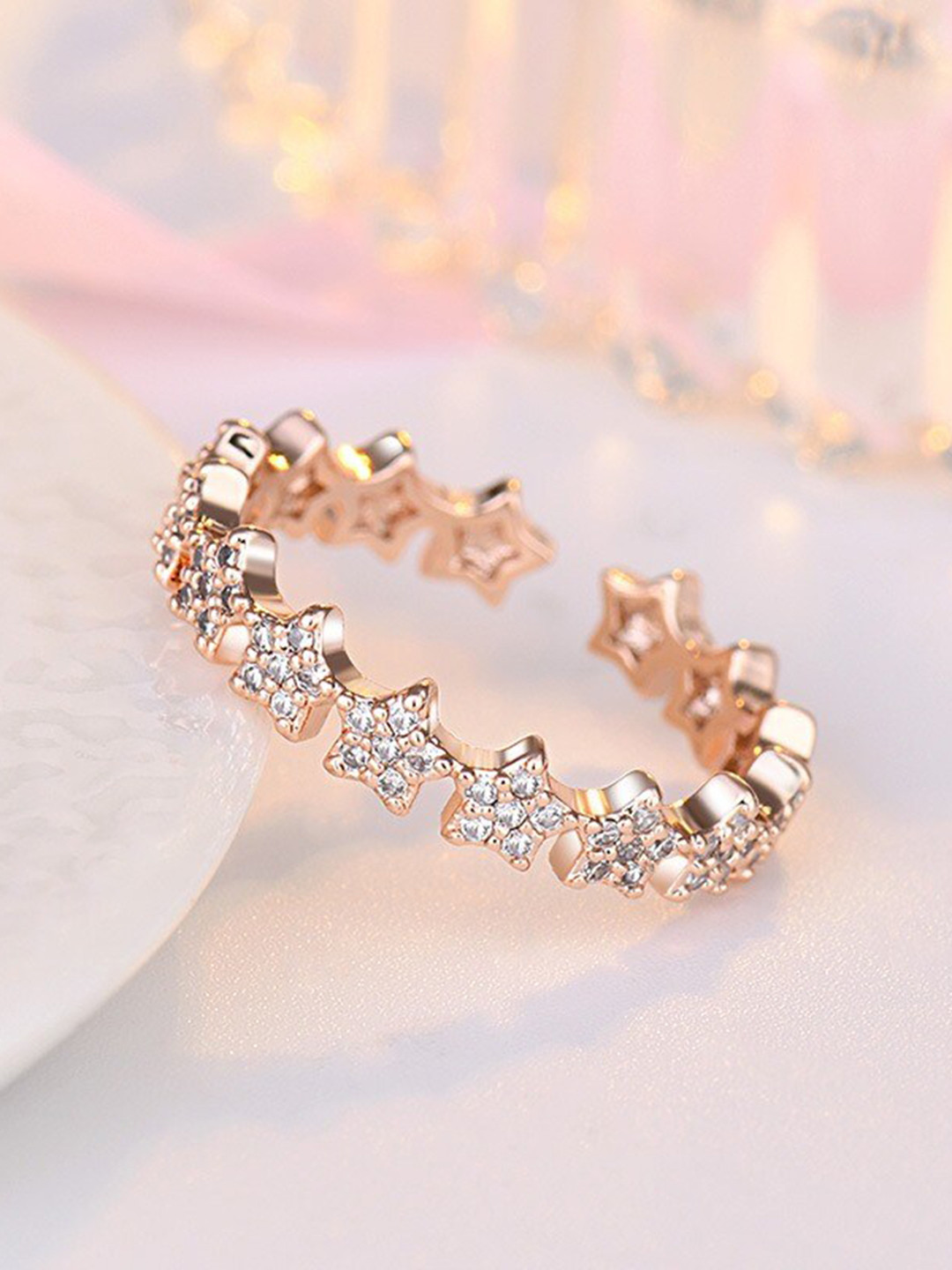 MYKI Gold-Plated CZ Studded Star Finger Ring