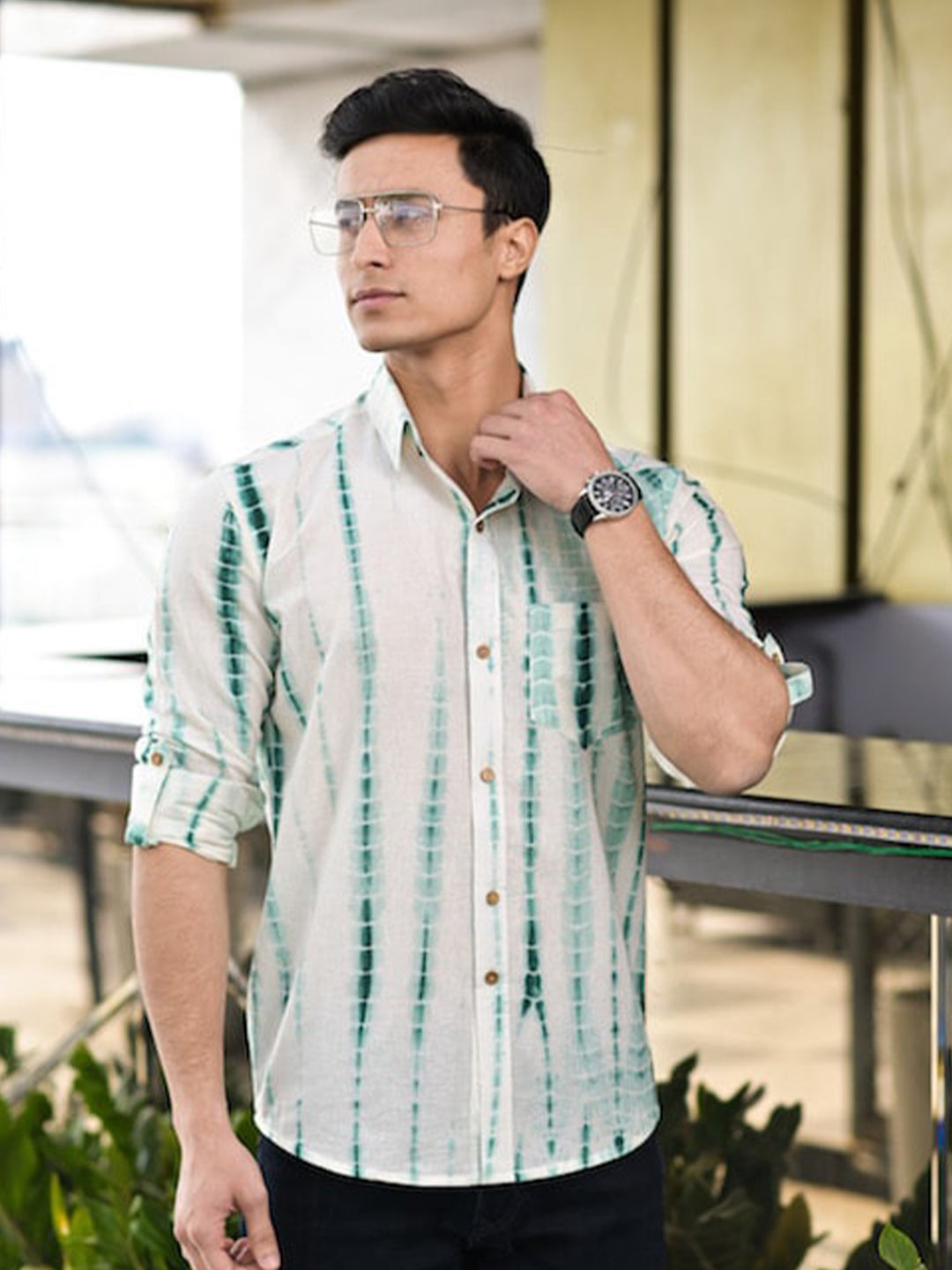 Hatheli Striped Cotton Casual Shirt