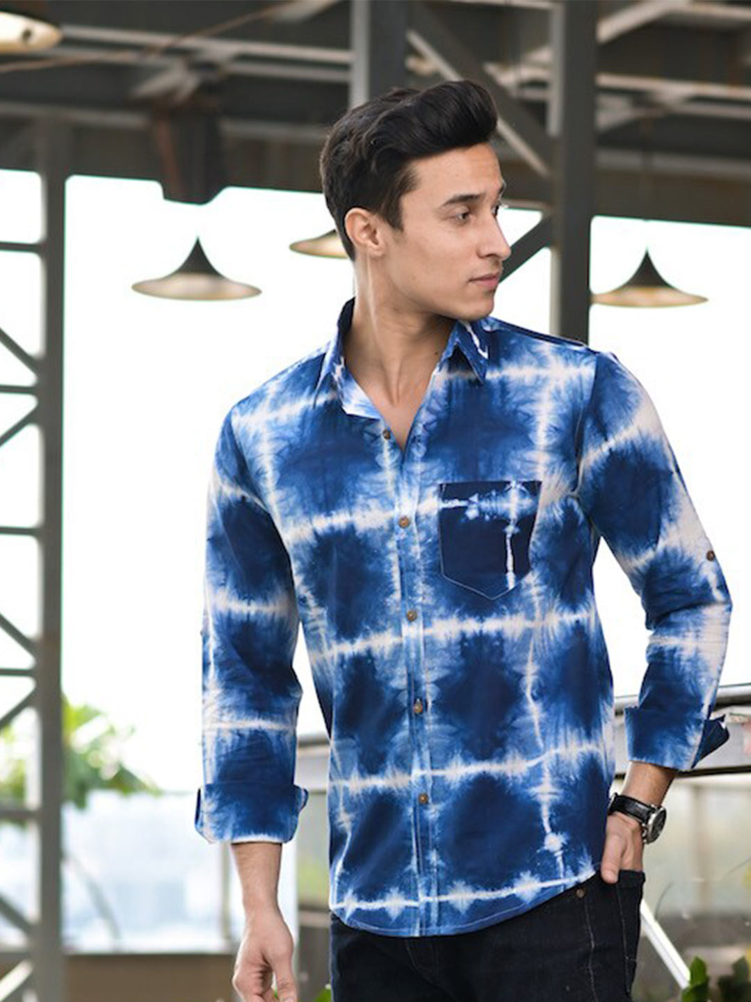 Hatheli Tie & Dyed Cotton Casual Shirt