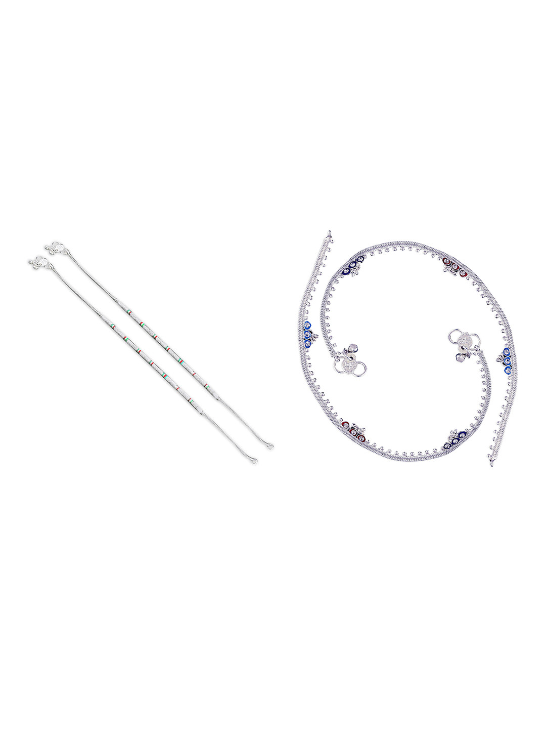 RUHI COLLECTION Set Of 4 Silver-Plated Stone Anklets