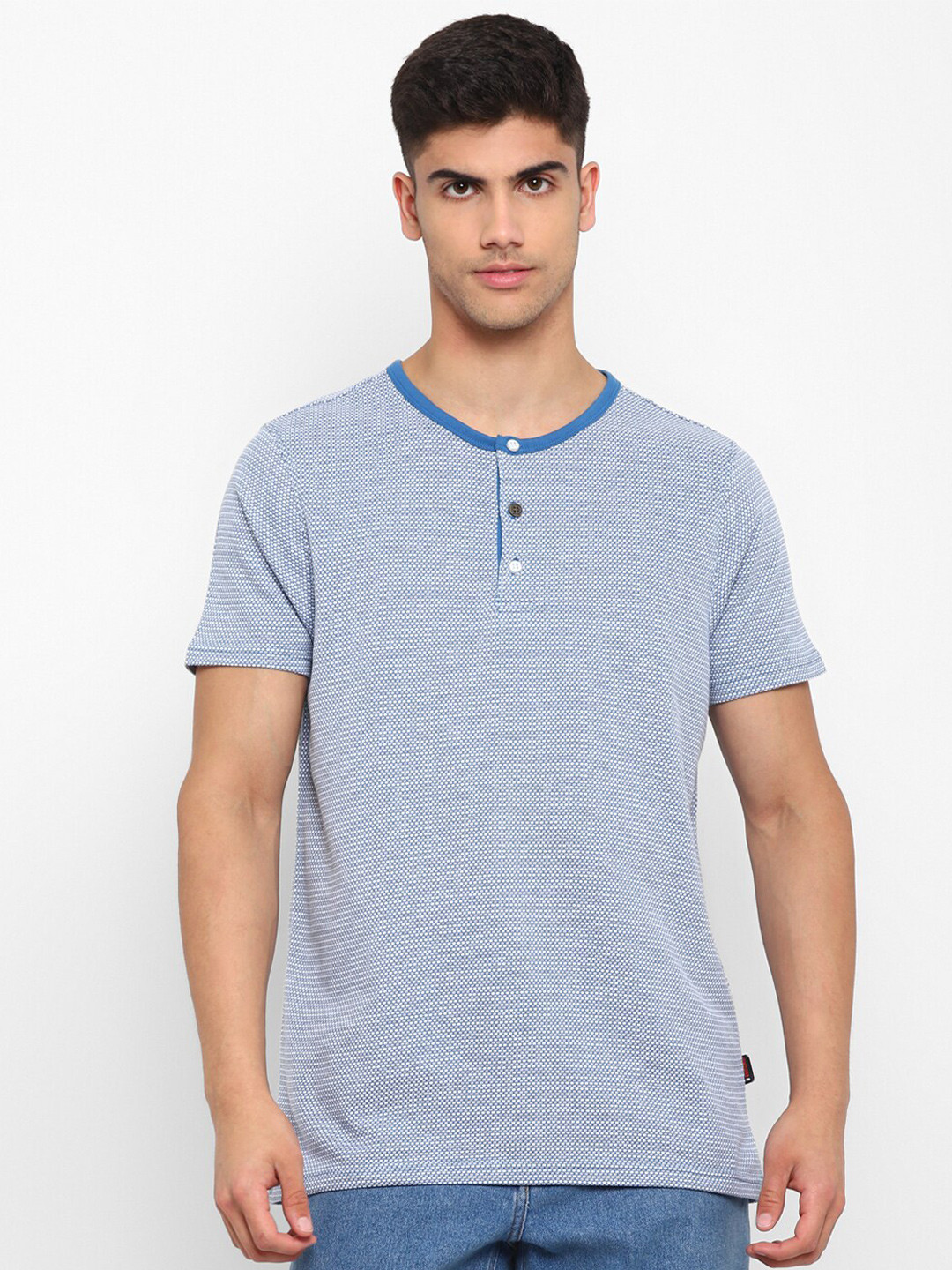 Red Chief Henley Neck Round Neck Cotton T-shirt