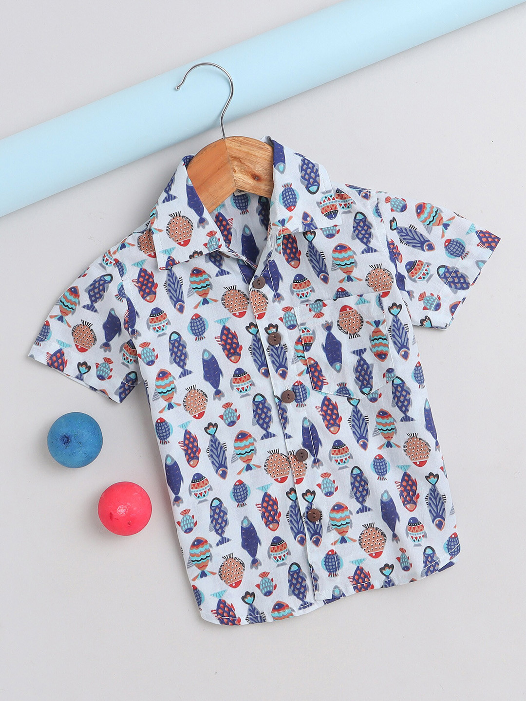 The Magic Wand Boys Slim Fit Conversational Printed Pure Cotton Casual Shirt