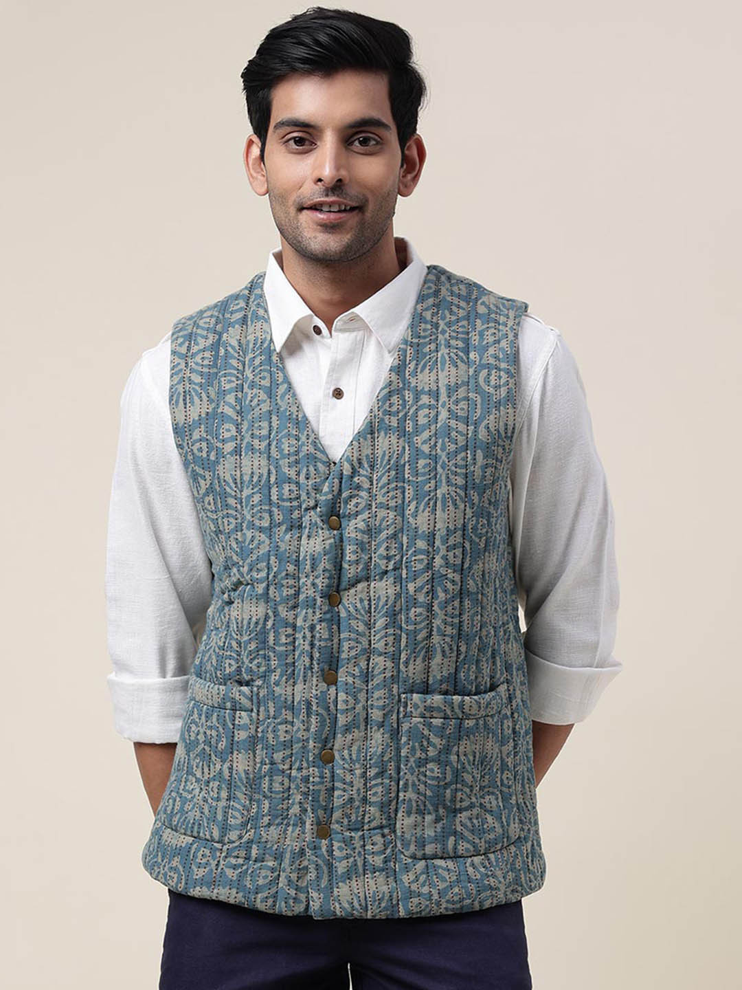 Fabindia Men Cotton Quilted Waistcoat