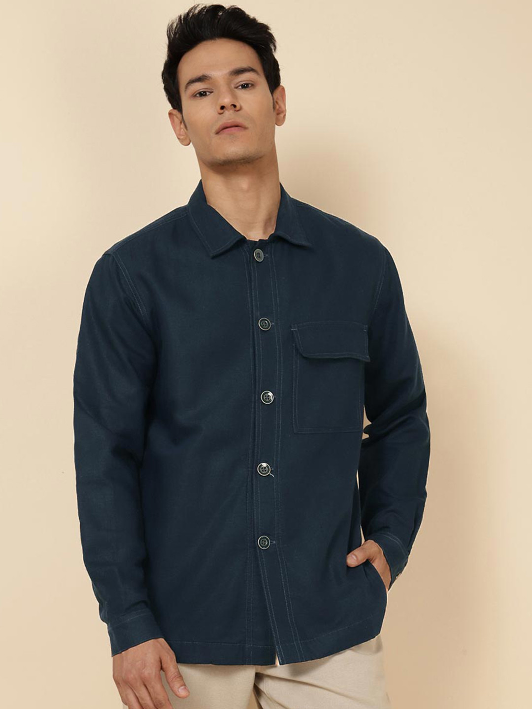 Fabindia Men Cotton Linen Shacket