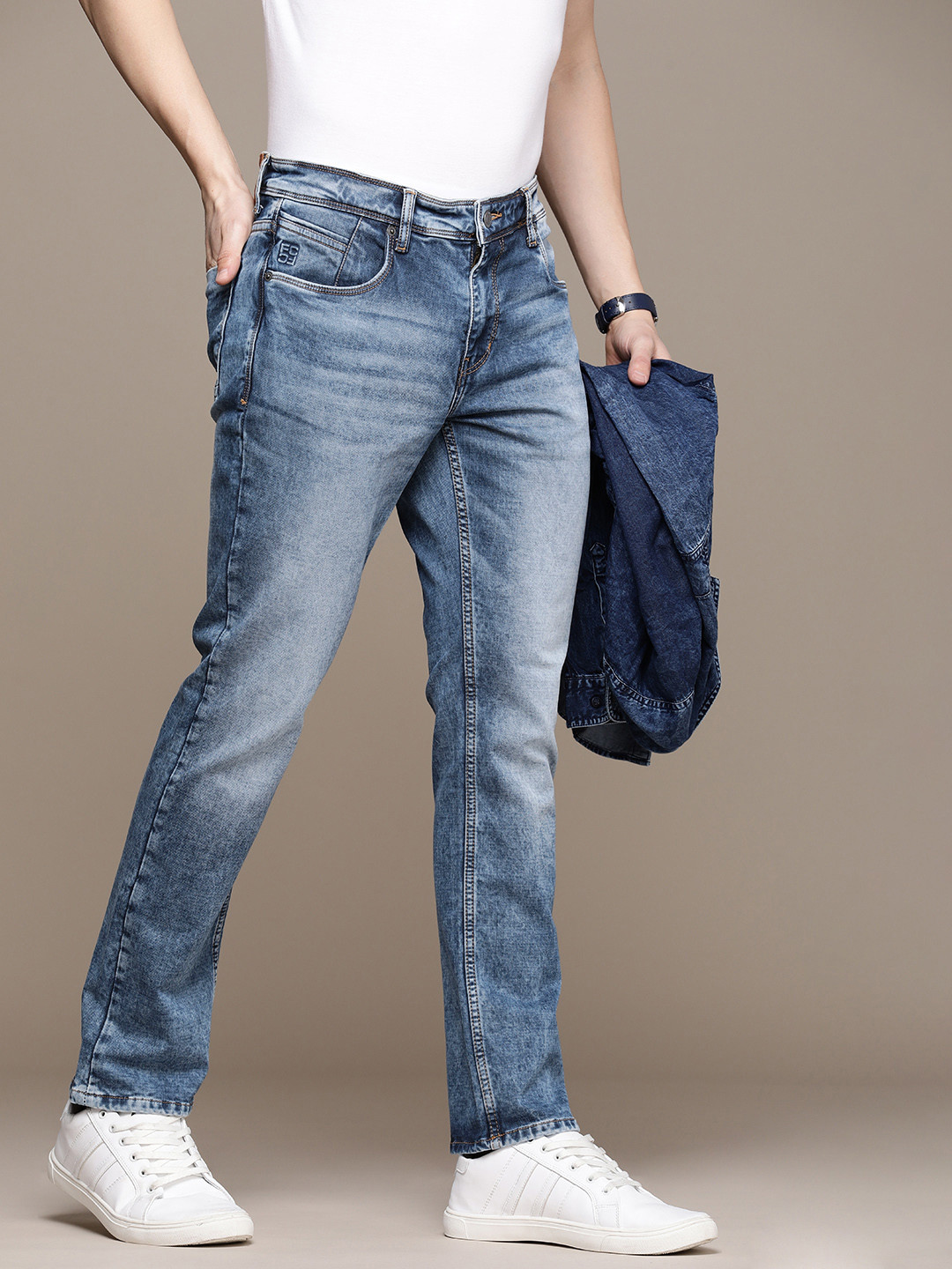 French Connection Men Regular Fit Heavy Fade Mid-Rise Stretchable Jeans