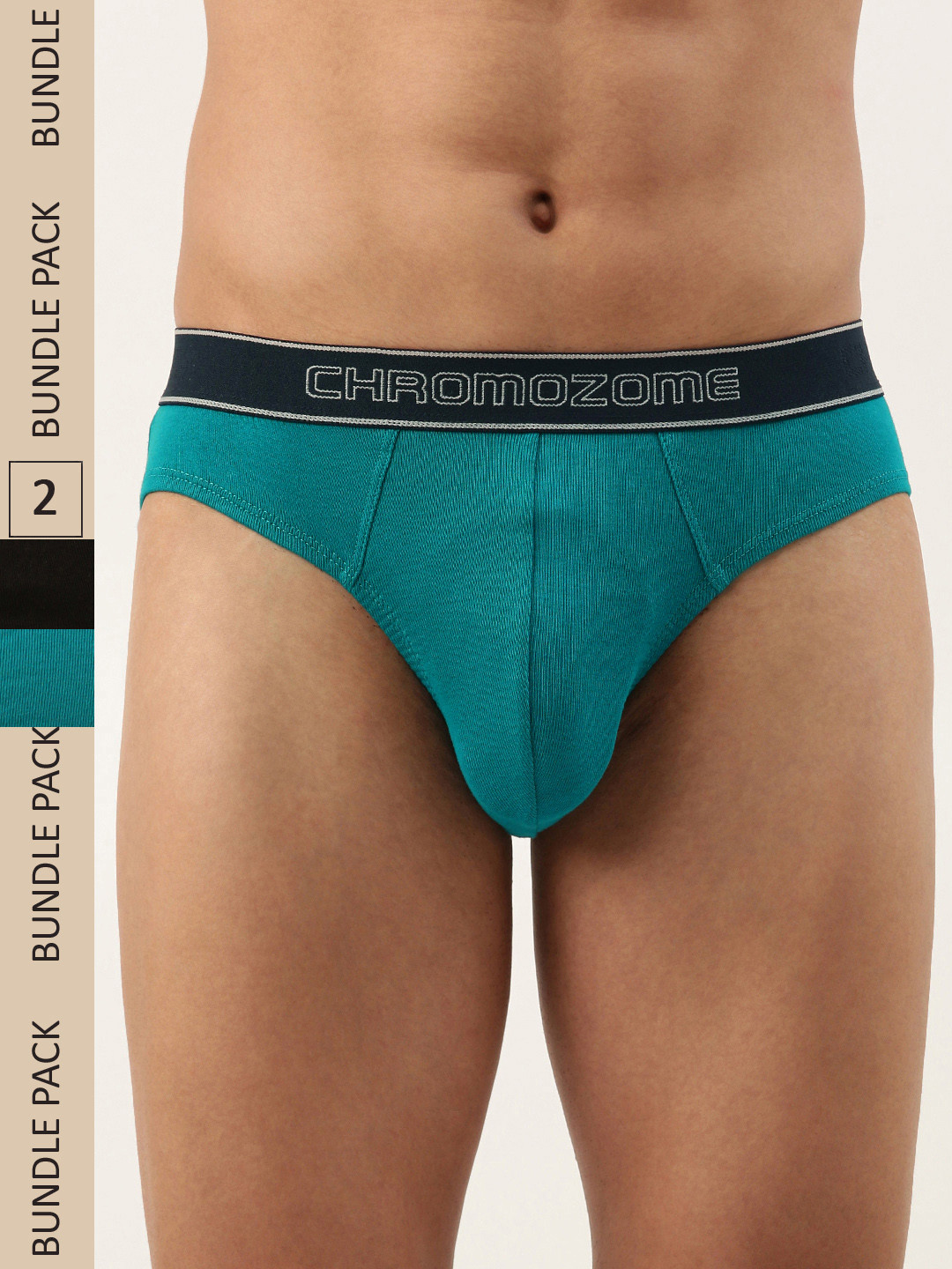 Chromozome Men Pack Of 2 Premium Pure Cotton Ribbed Briefs 8902733639743-MULTI 1