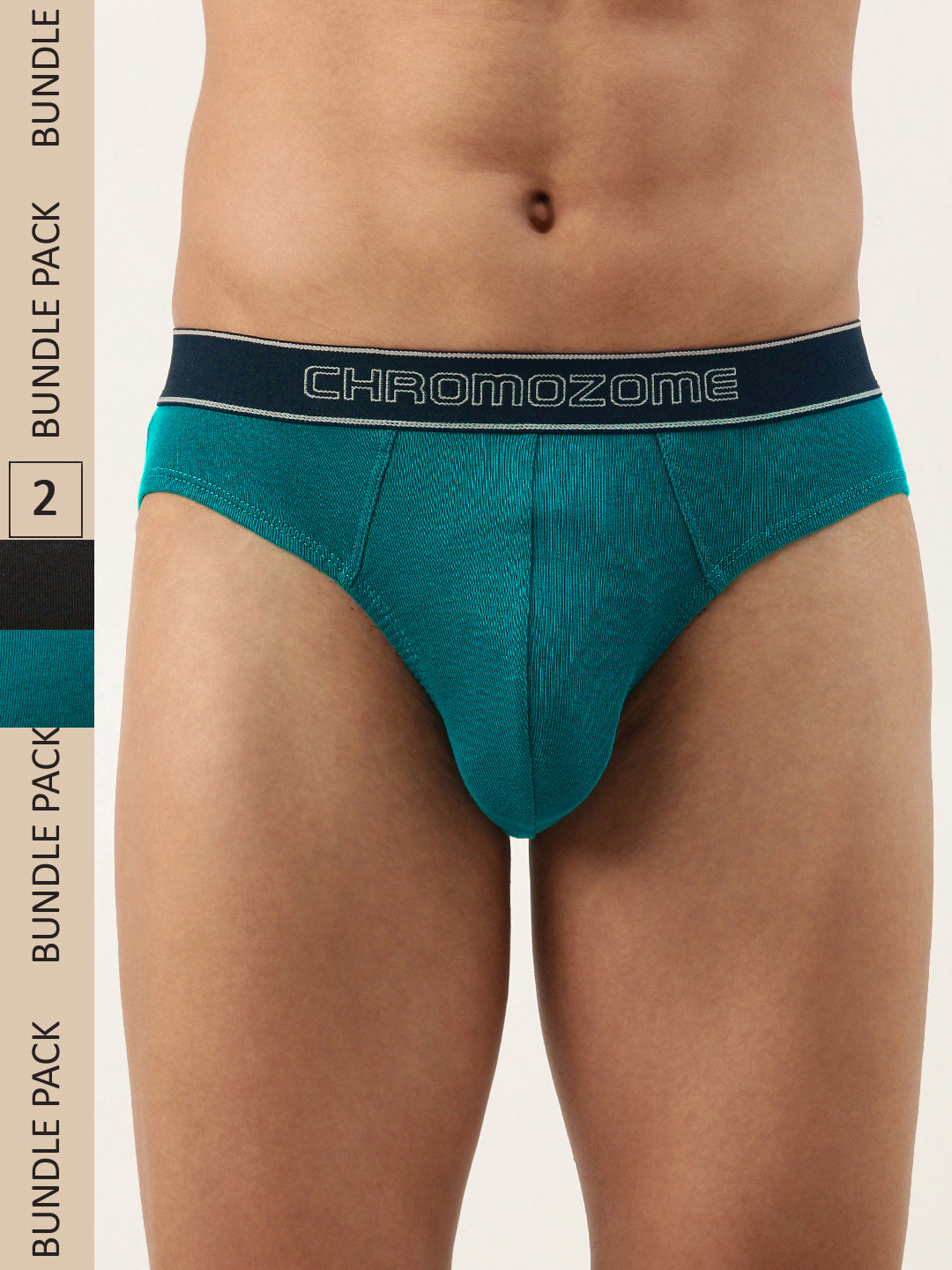 Chromozome Men Pack Of 2 Premium Pure Cotton Ribbed Briefs 8902733639828