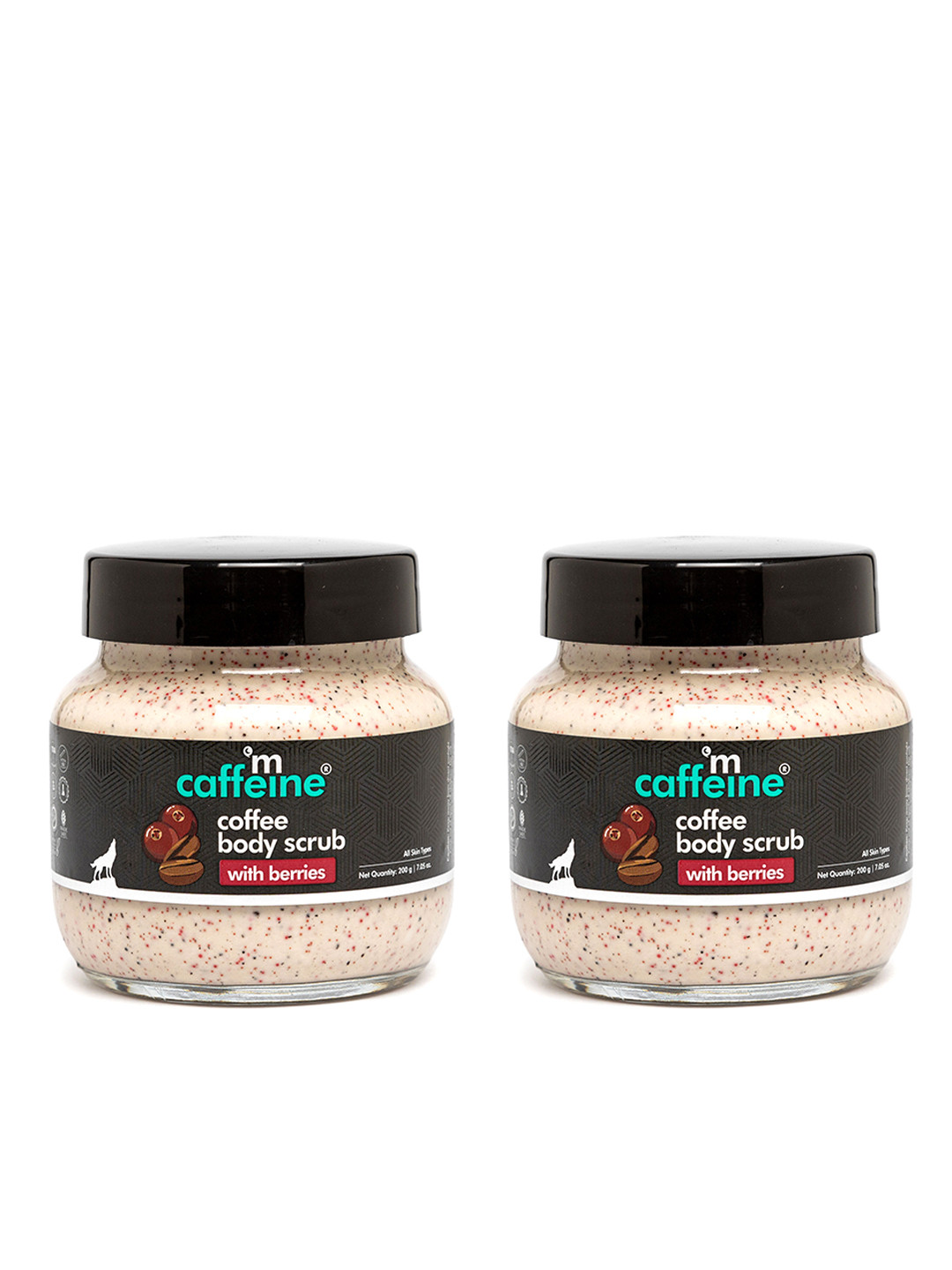MCaffeine Set of 2 Creamy Coffee & Berries Moisturizing Body Scrub - 200 g each