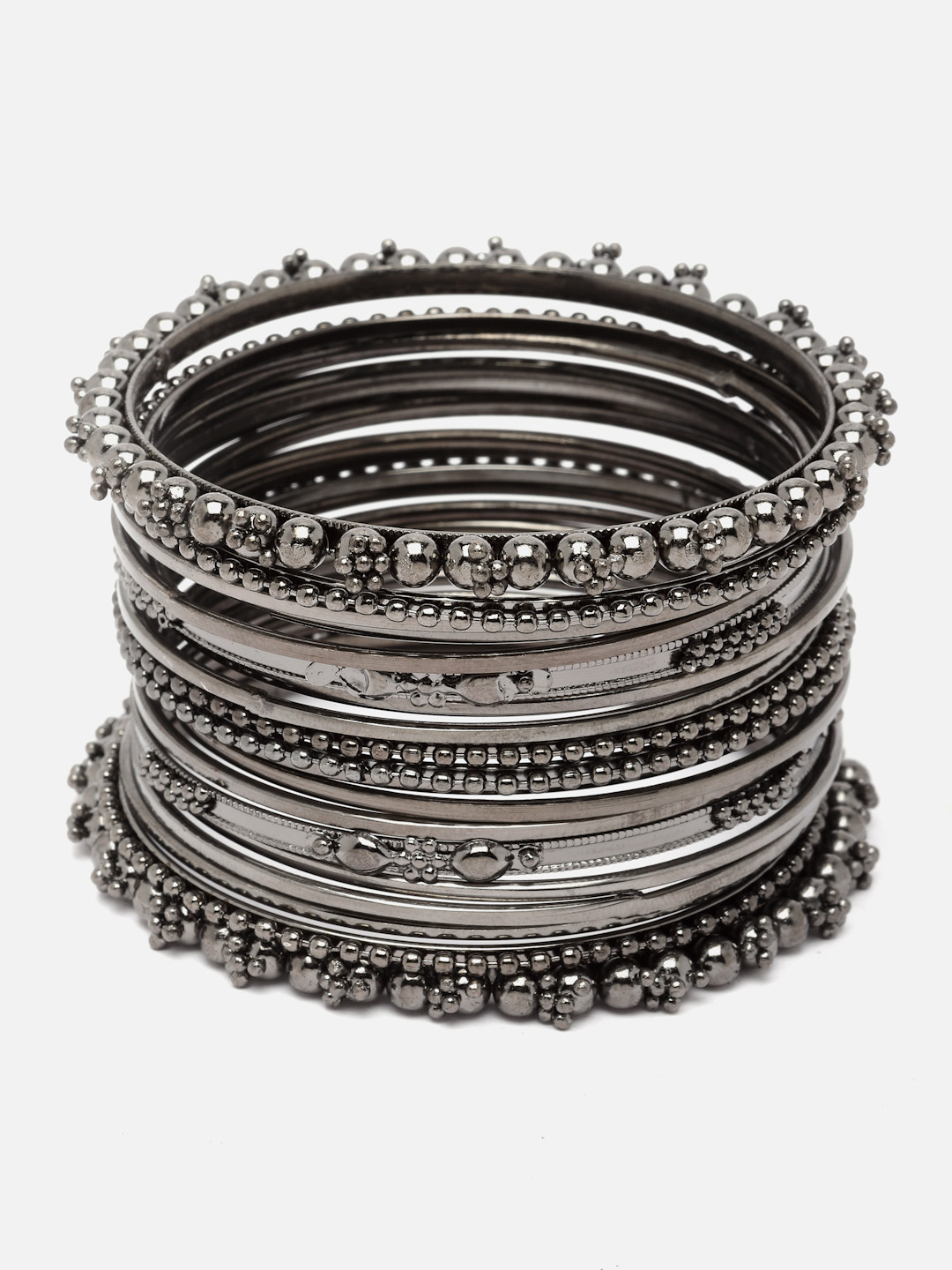 Aazeen Set Of 20 Silver-Plated Textured Bangles